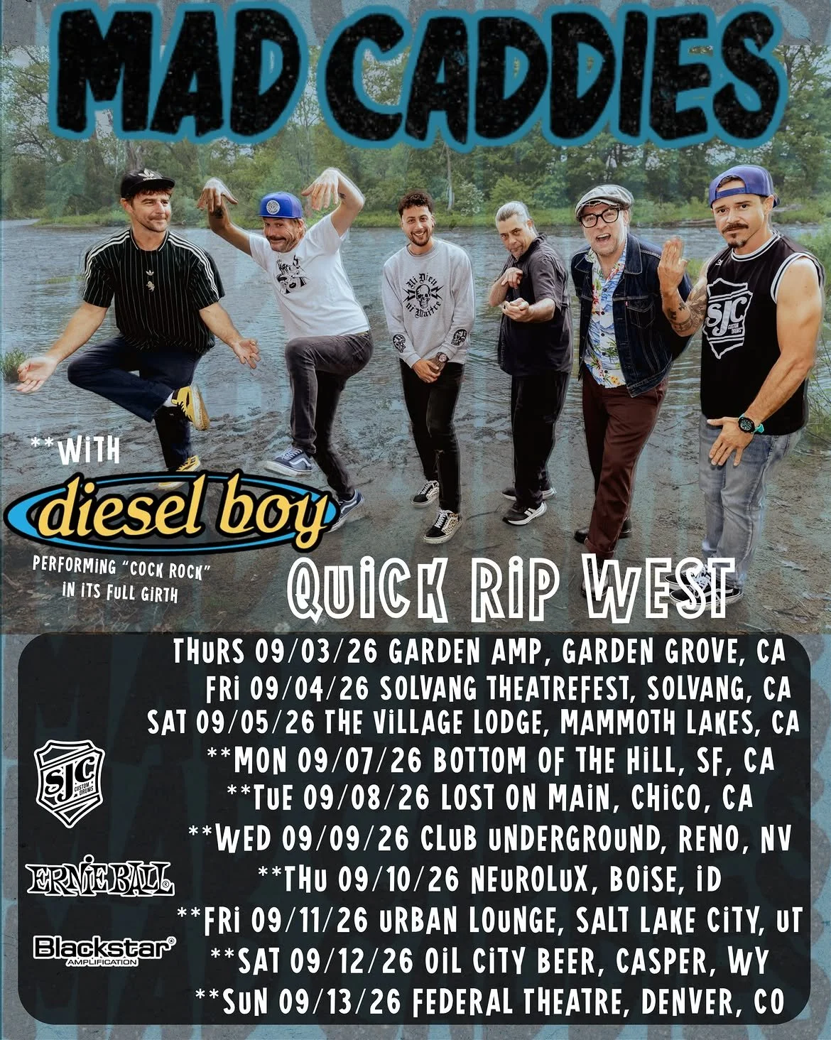 We&rsquo;re a little less than two weeks out from our run with the Caddies, and we&rsquo;re absolutely chuffed to get back in the van to bring COCK ROCK in full to ya every night! Reminder: We are NOT playing the first three shows of the run. We star