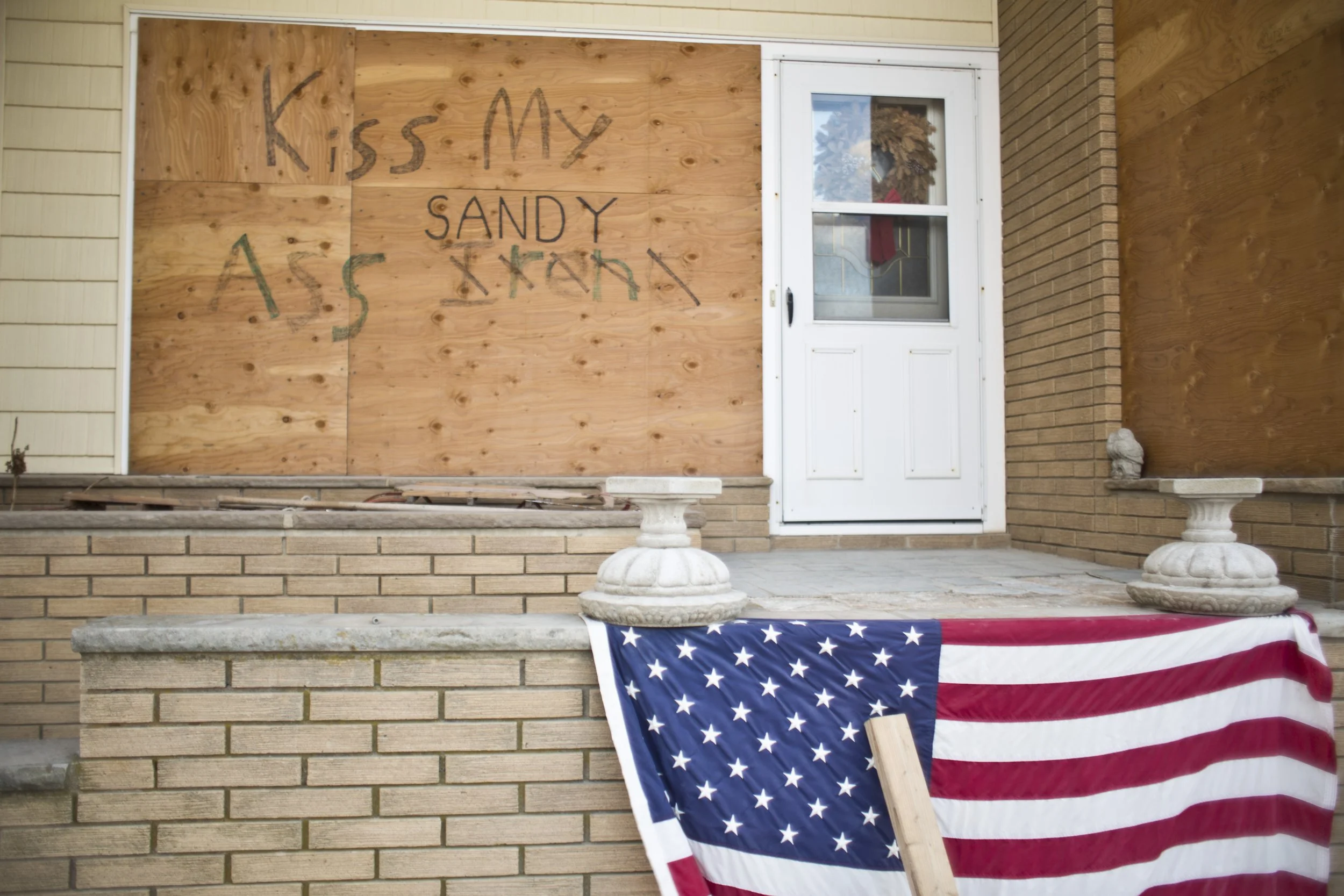 Hurricane Sandy Six Month Aftermath - Ortley Beach New Jersey 11 Irene Sign American Flag Photo by Vito Fun.JPG