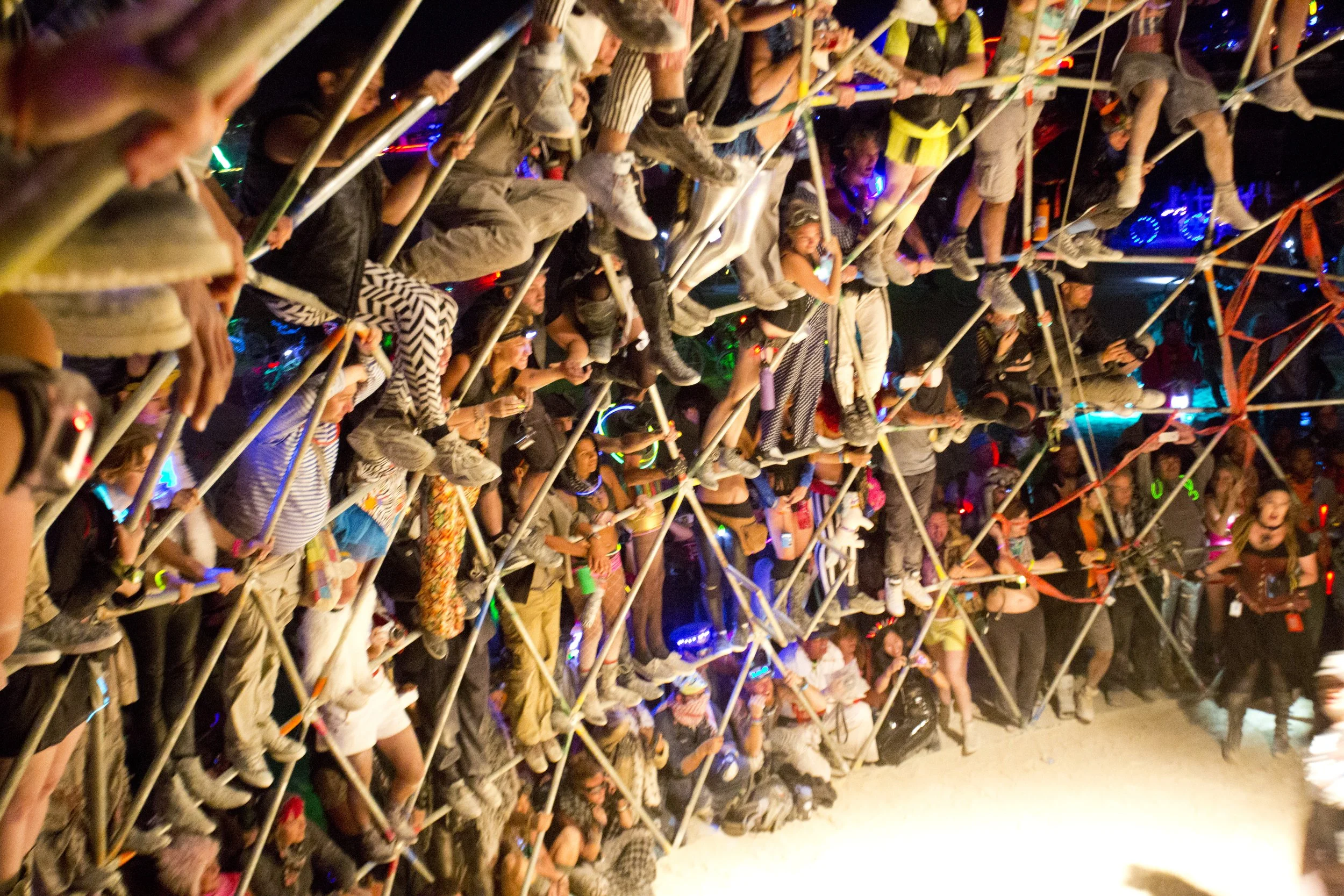 Burning Man 2013 239; Thunderdome Battle Crowd Shot Watching.JPG