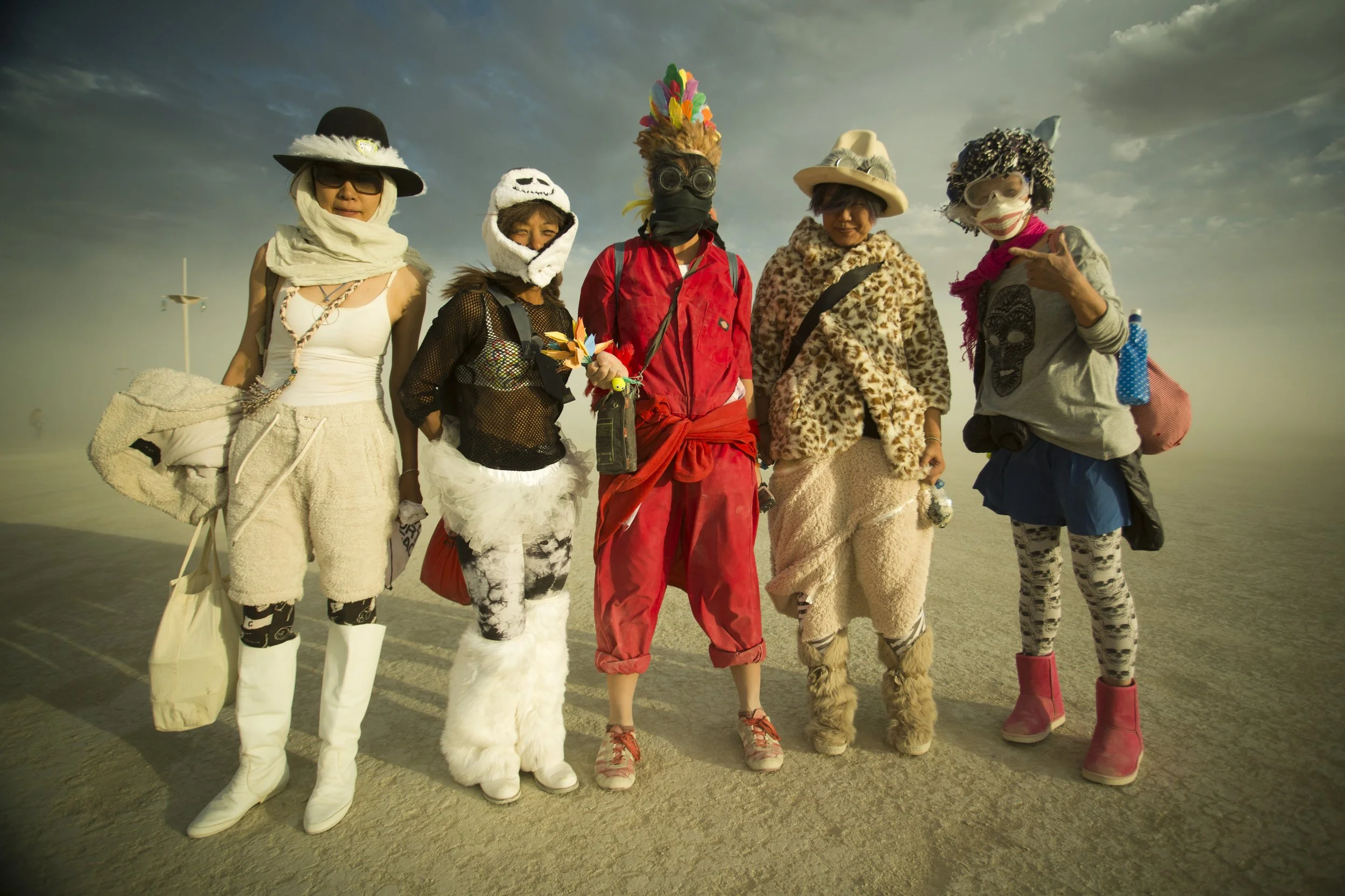 Burning Man 2014 62; Dust Storm Japanese Girls.JPG