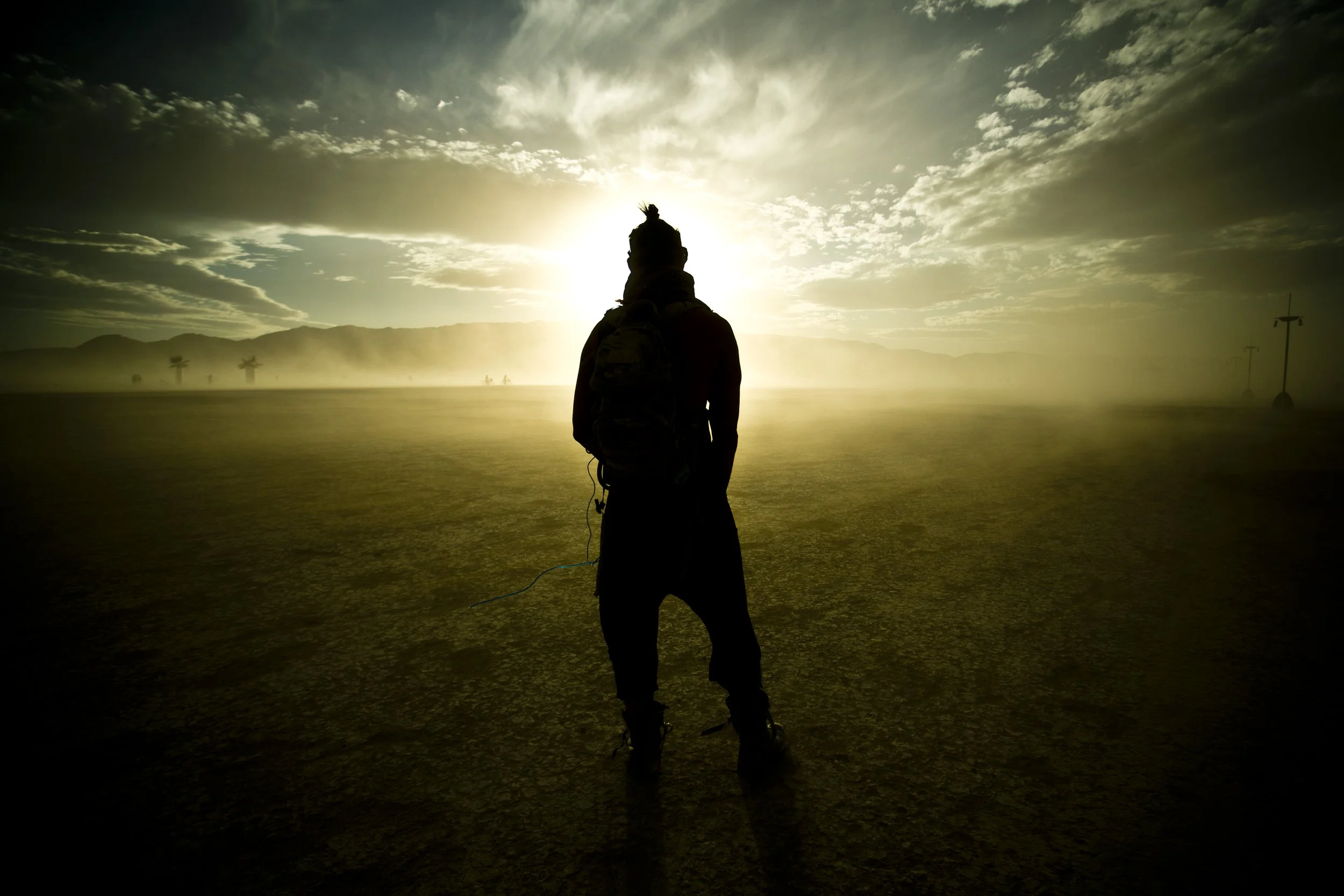 Burning Man 2014 65; Dust Storm Sunset Cesar Silhouette.JPG