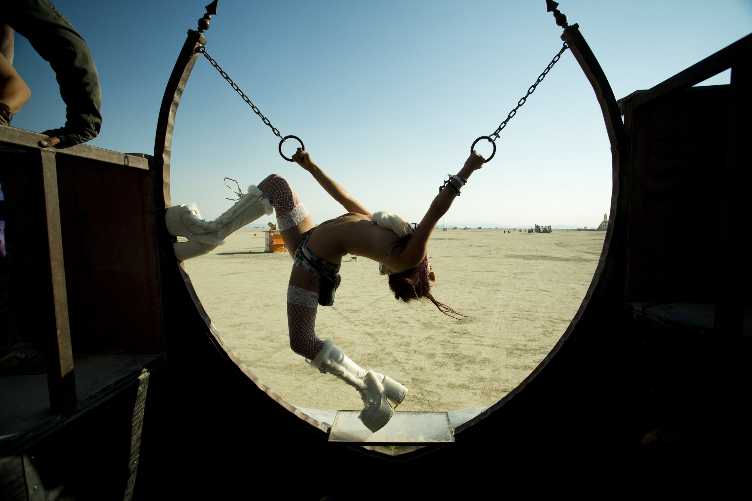 Burning Man 2014 84; Marisa Go Go Girl Art Car.JPG