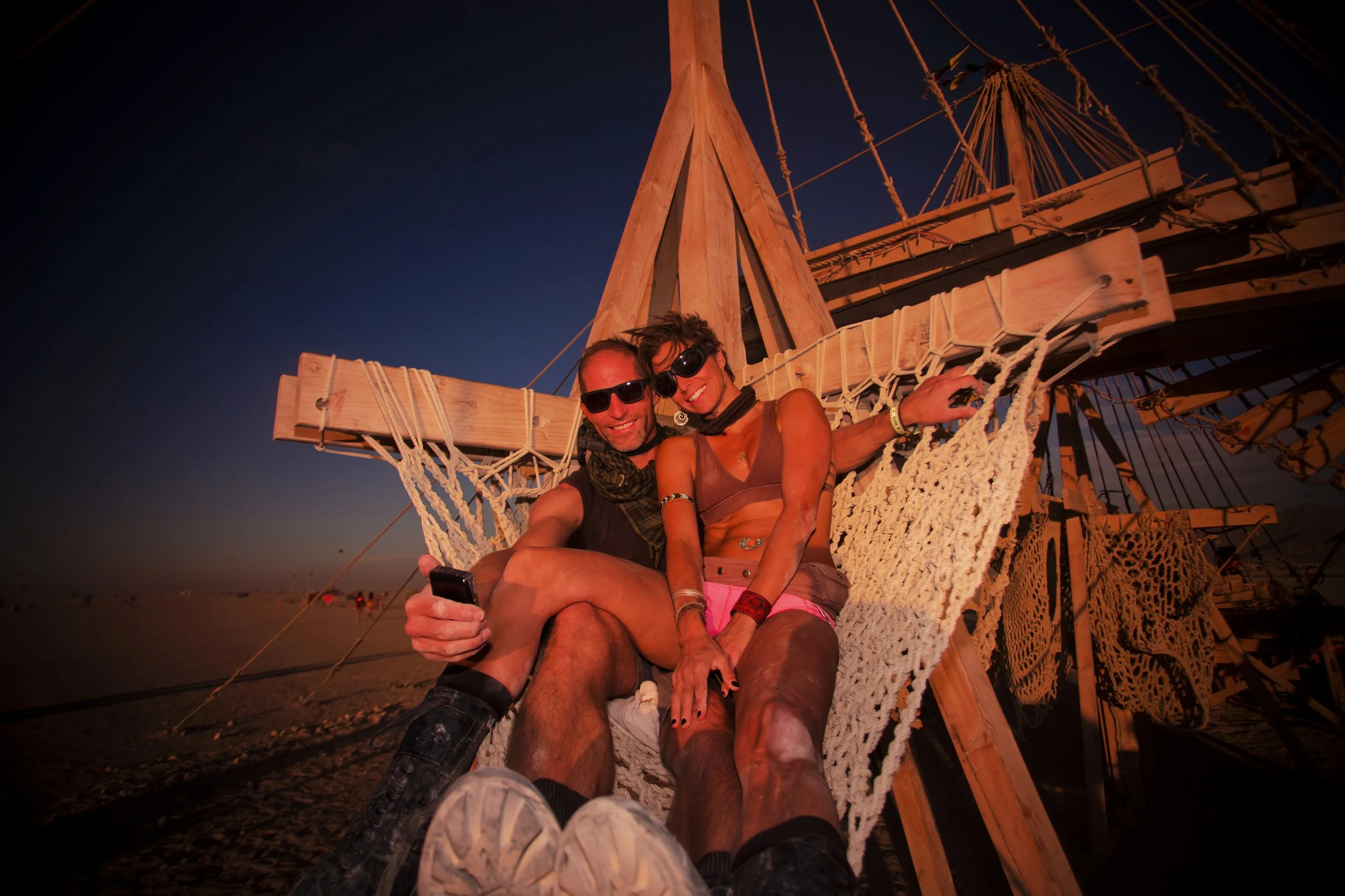 Burning Man 2015 92; Couple On Inflection Sunset Playa.jpg