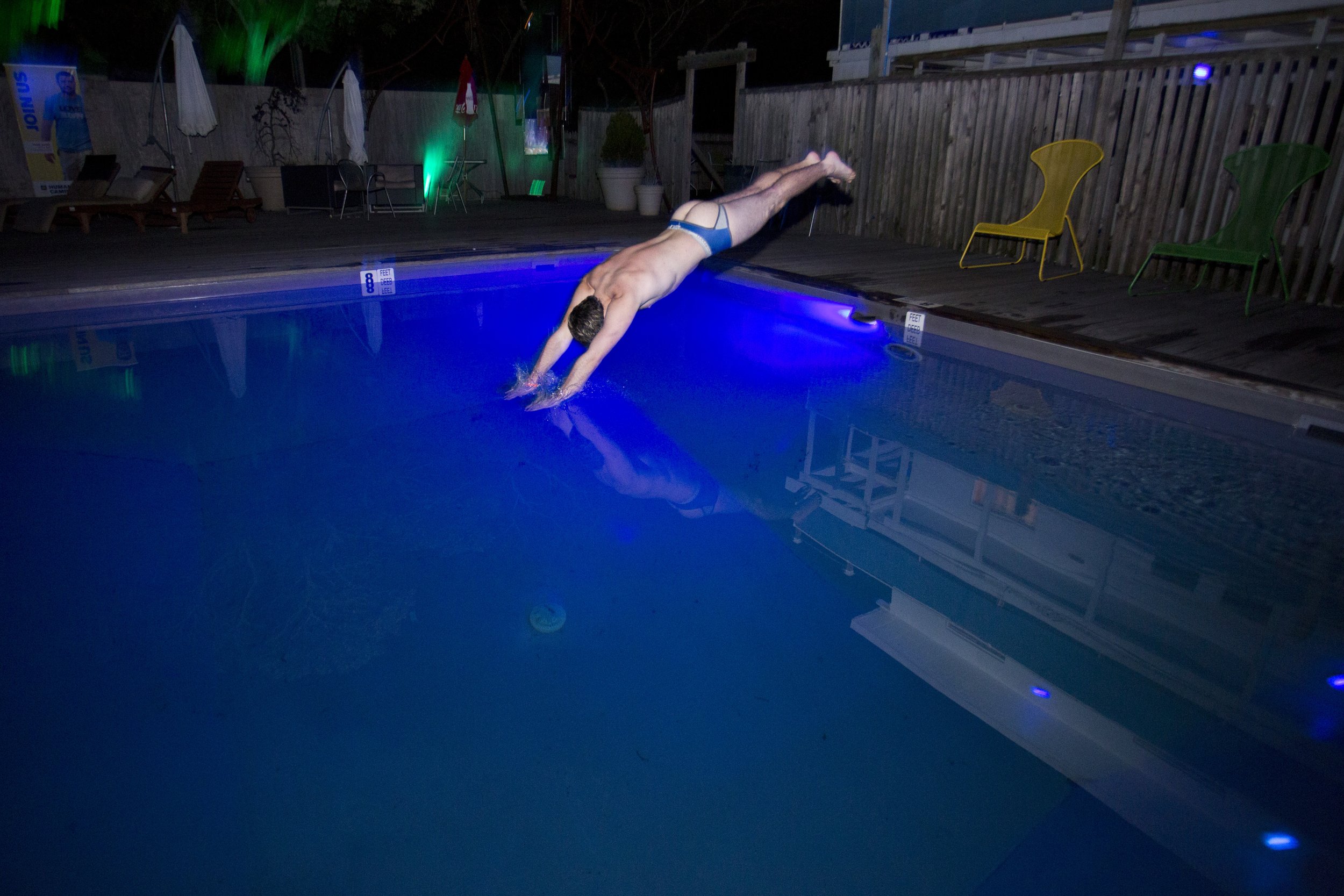 Fire Island Pines August 17 & 18 2013 5; Kid Diving Blue Pool Ass Photo by Vito Fun.JPG