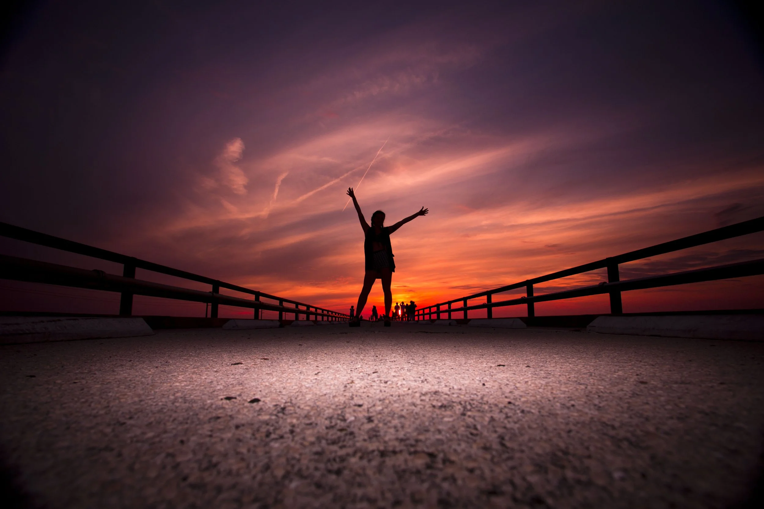 Florida Keys March 2016 22; Seven Mile Bridge Sunset Silhoutte Christina.JPG