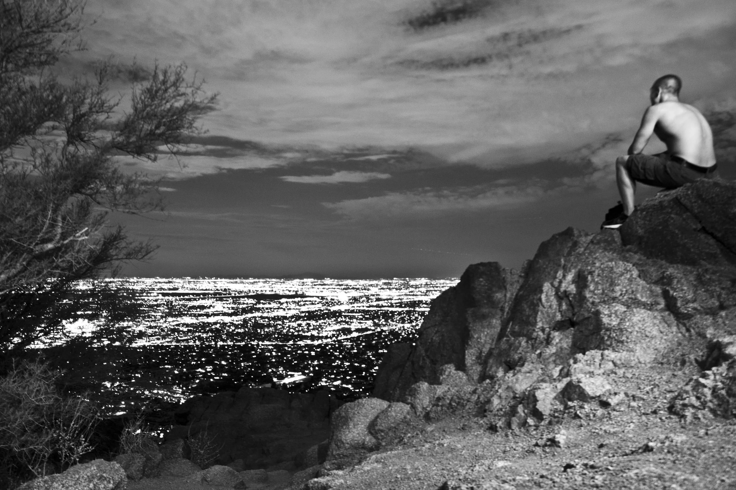 Arizona Camelback; Glenn Mountain City Long Exposure Black & White.JPG