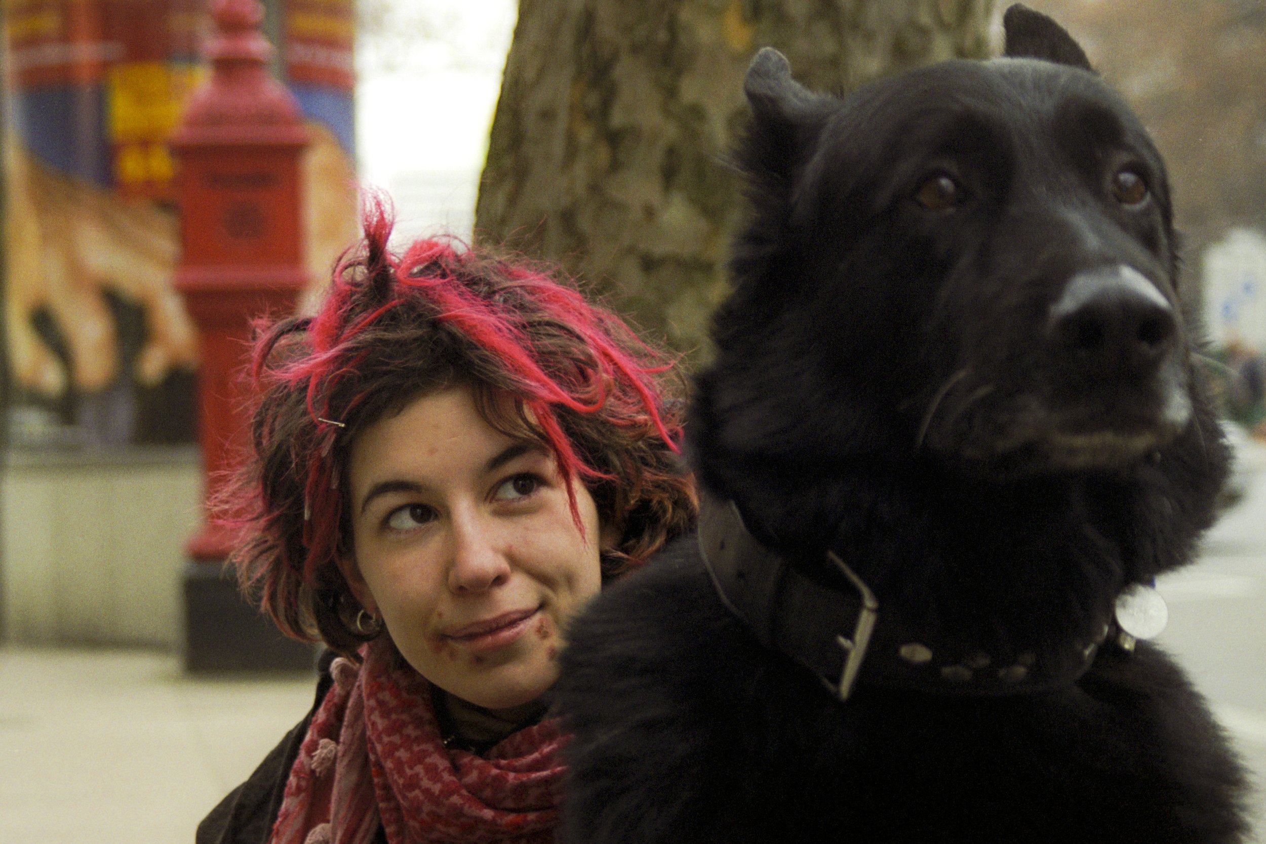 Berlin Germany Assorted 2001-3; Homeless Chick With Dog 3.jpg