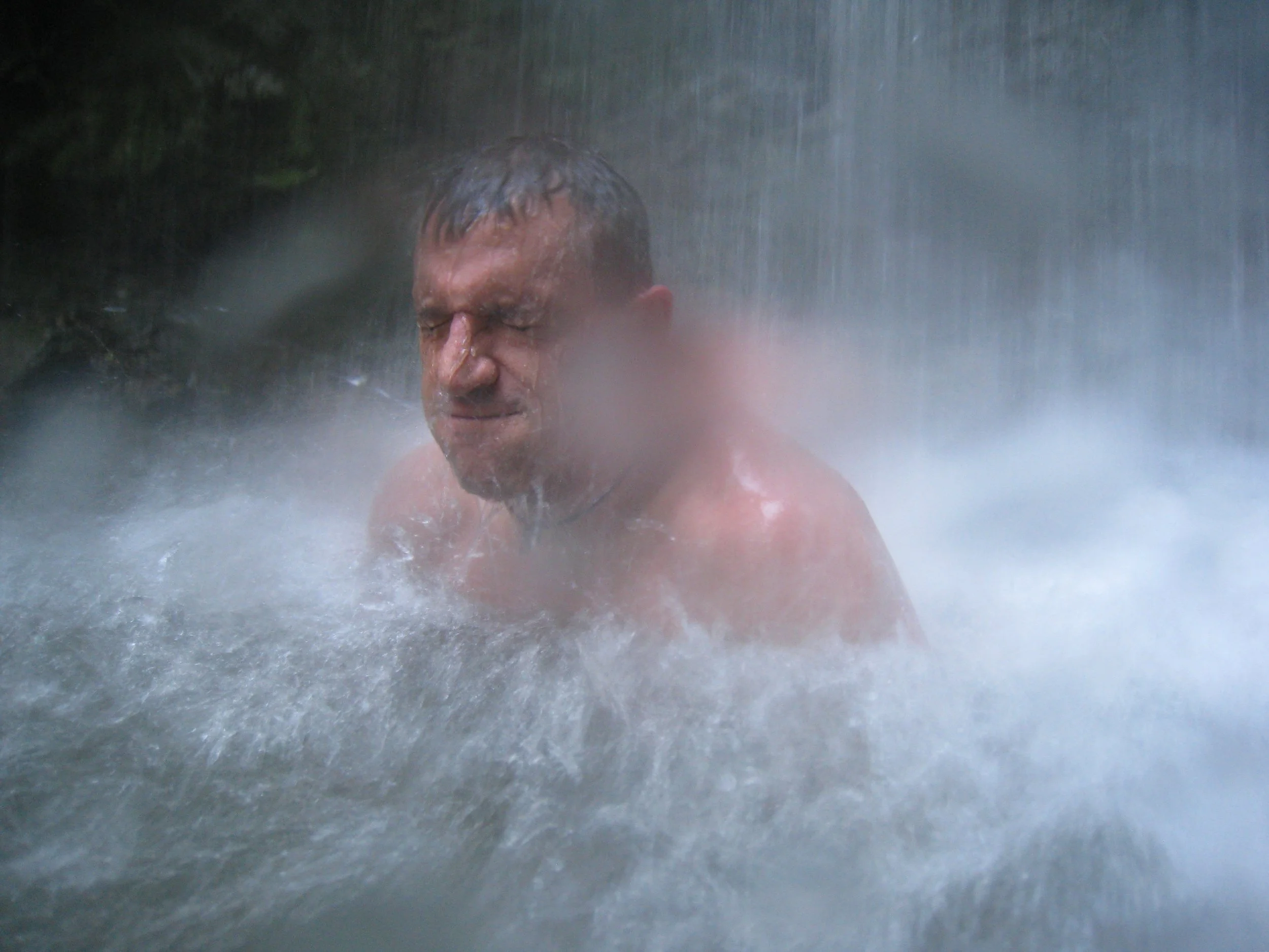 Costa Rica 2009; Waterfall Hike Sandor In Waterfall.JPG