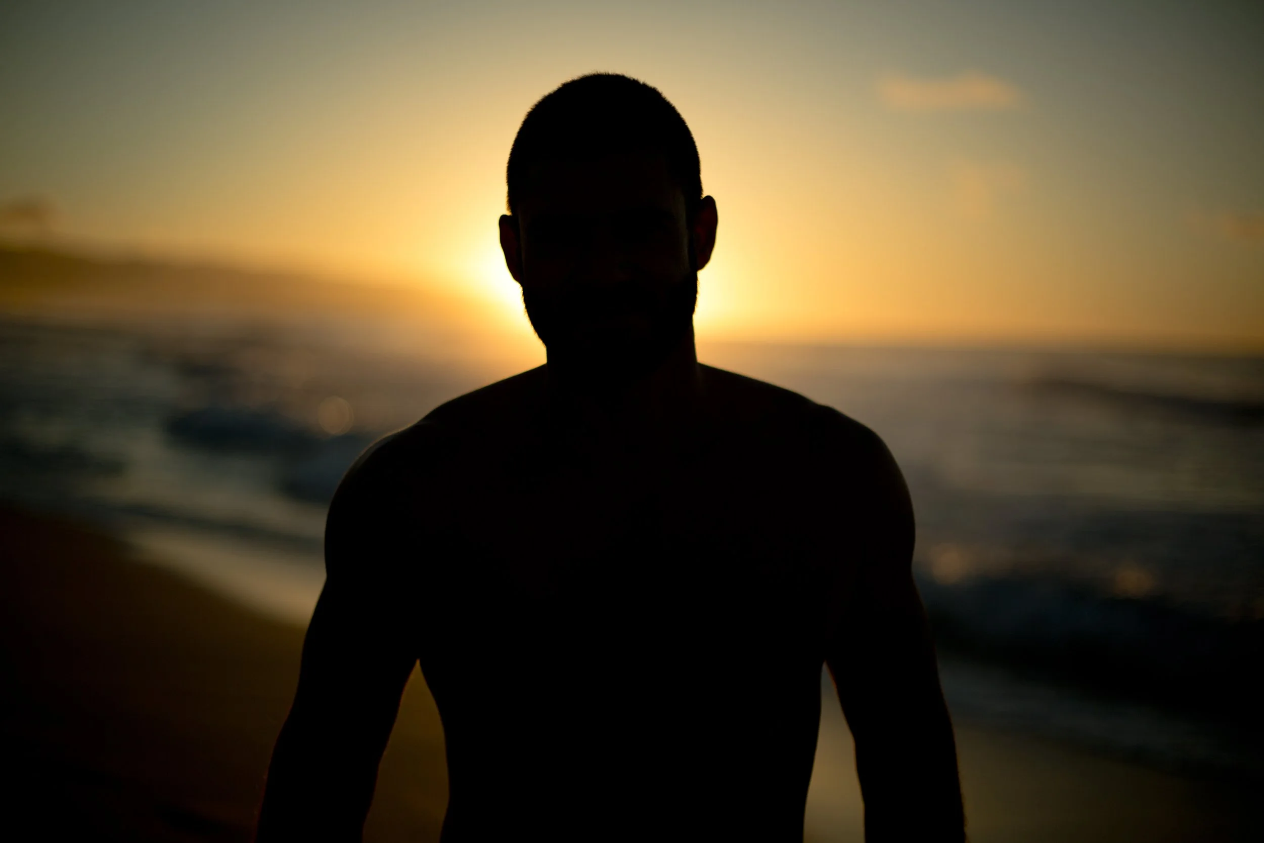 Hawaii December 2013 10; Rob Sunset Beach Silhouette.JPG