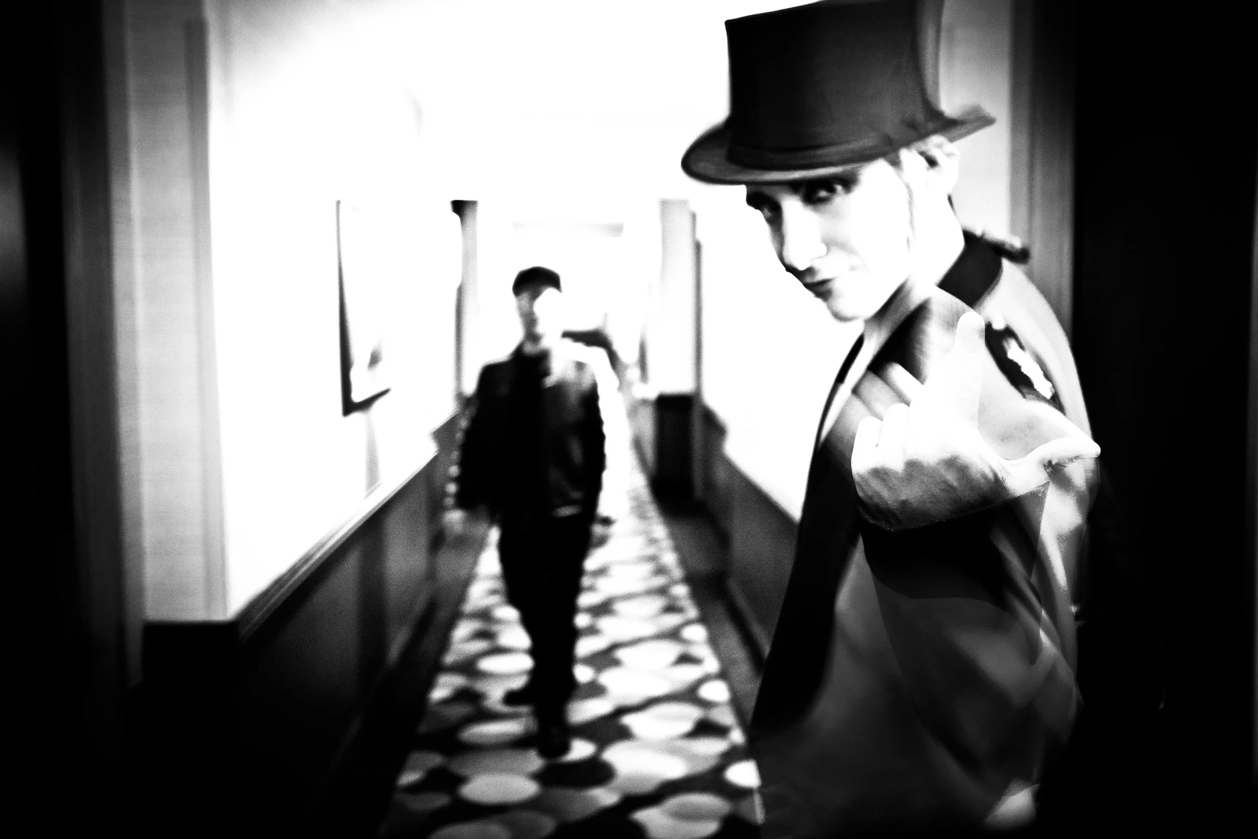 Halloween Hotel Party; Robert Hallway Black & White.jpg