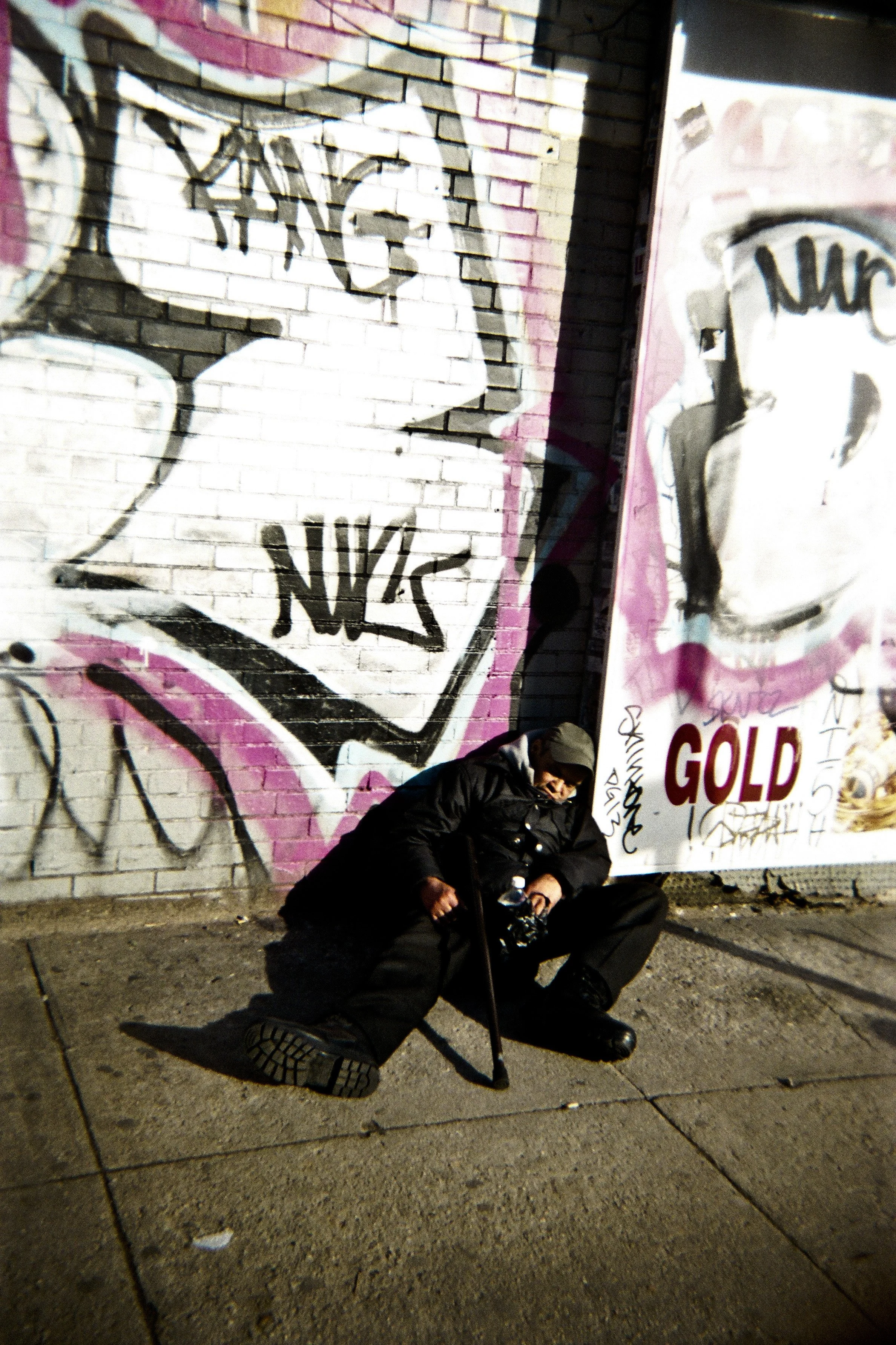 Bum Sleeping Graffiti Negative Scans Streets.JPG