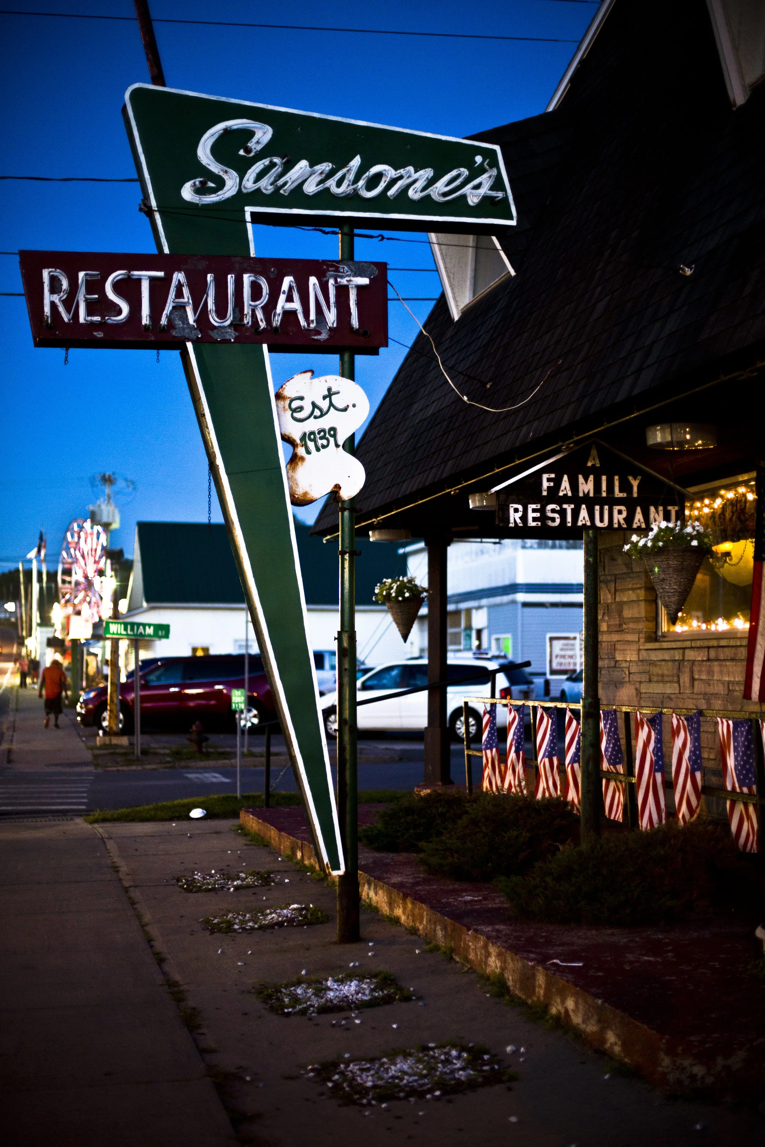Adirondacks 2015 55; American Neon Sign Restaurant Night Ferris Wheel.JPG