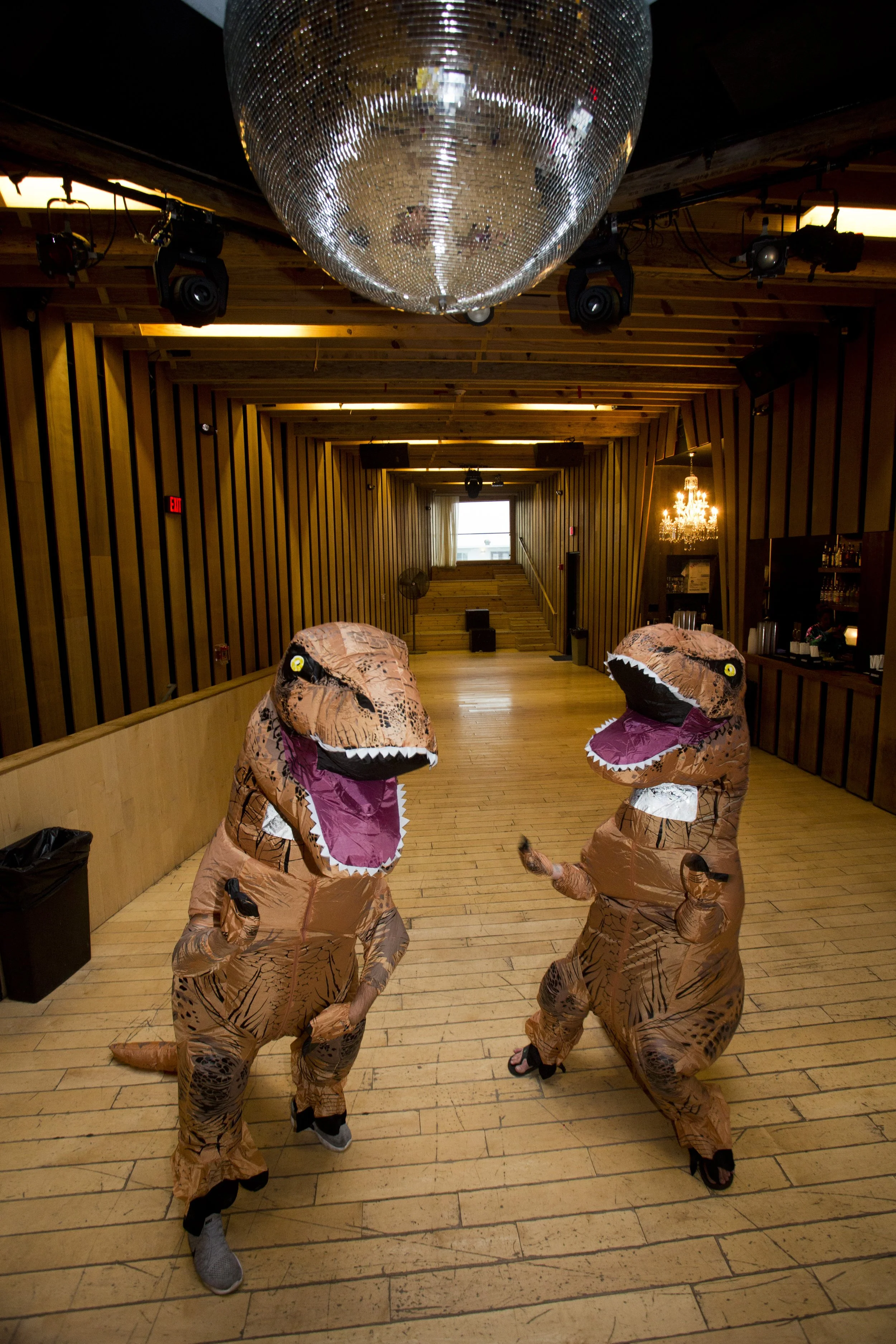 Fire Island Pines Memorial Day Weekend 2017 107; Dinosaurs In Pavilion Disco Ball Photo by Vito Fun.jpg