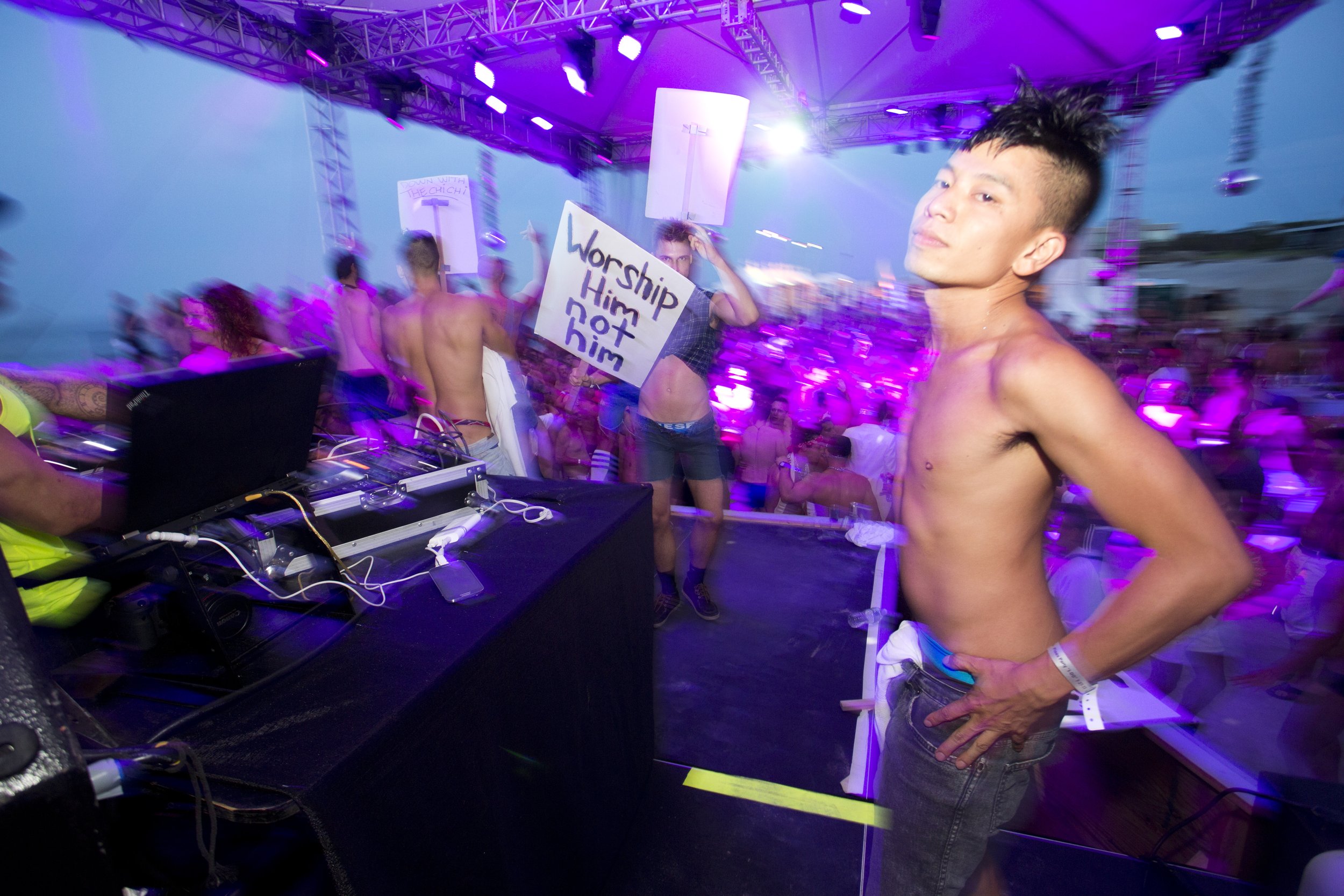 Fire Island Pines - Pines Party 2013 100; Clem Protesters.JPG