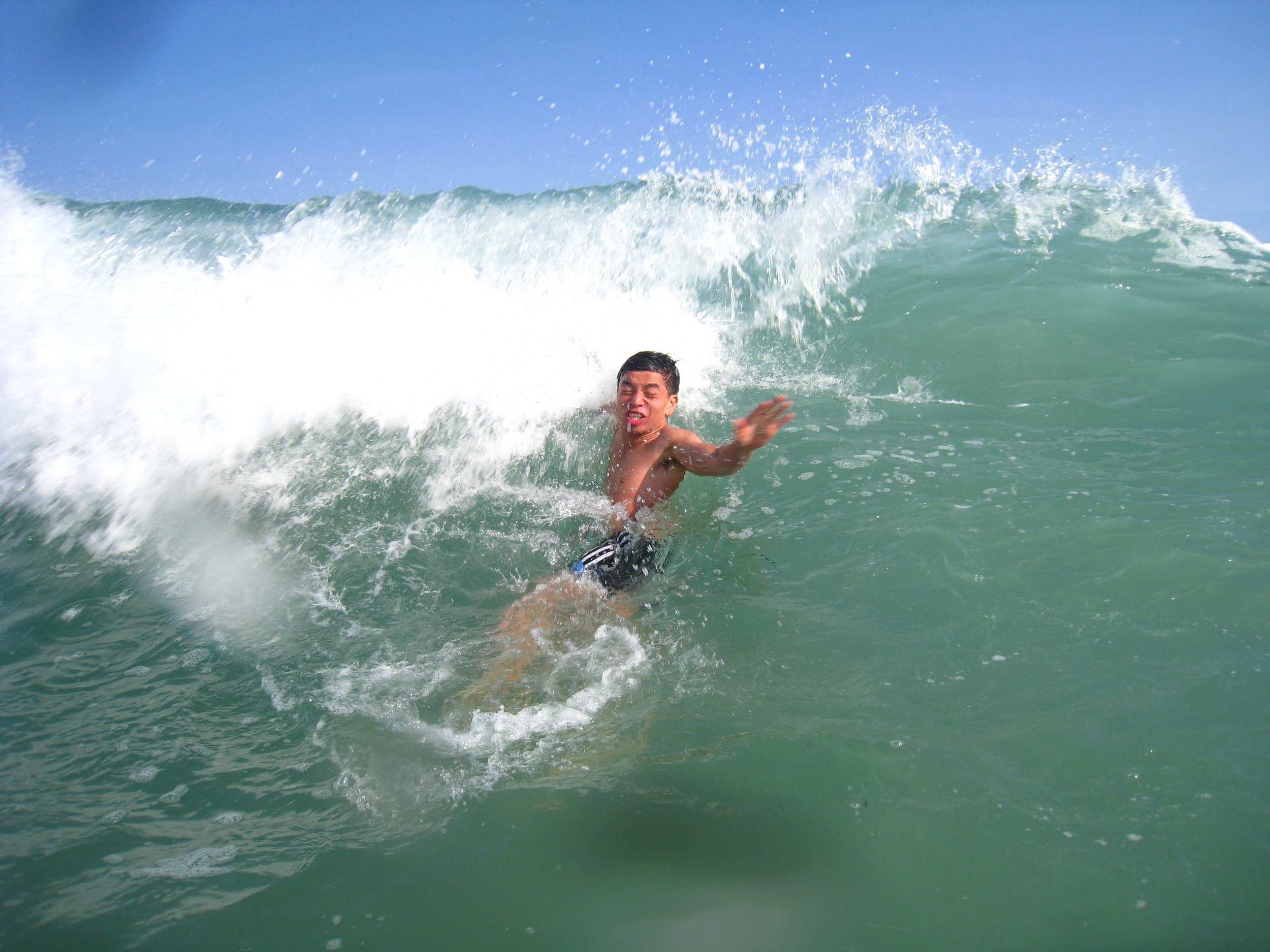 Fire Island Pines July 12th - 13th 2008; Clem Getting Clobbered By Wave Splash Ocean 3.JPG