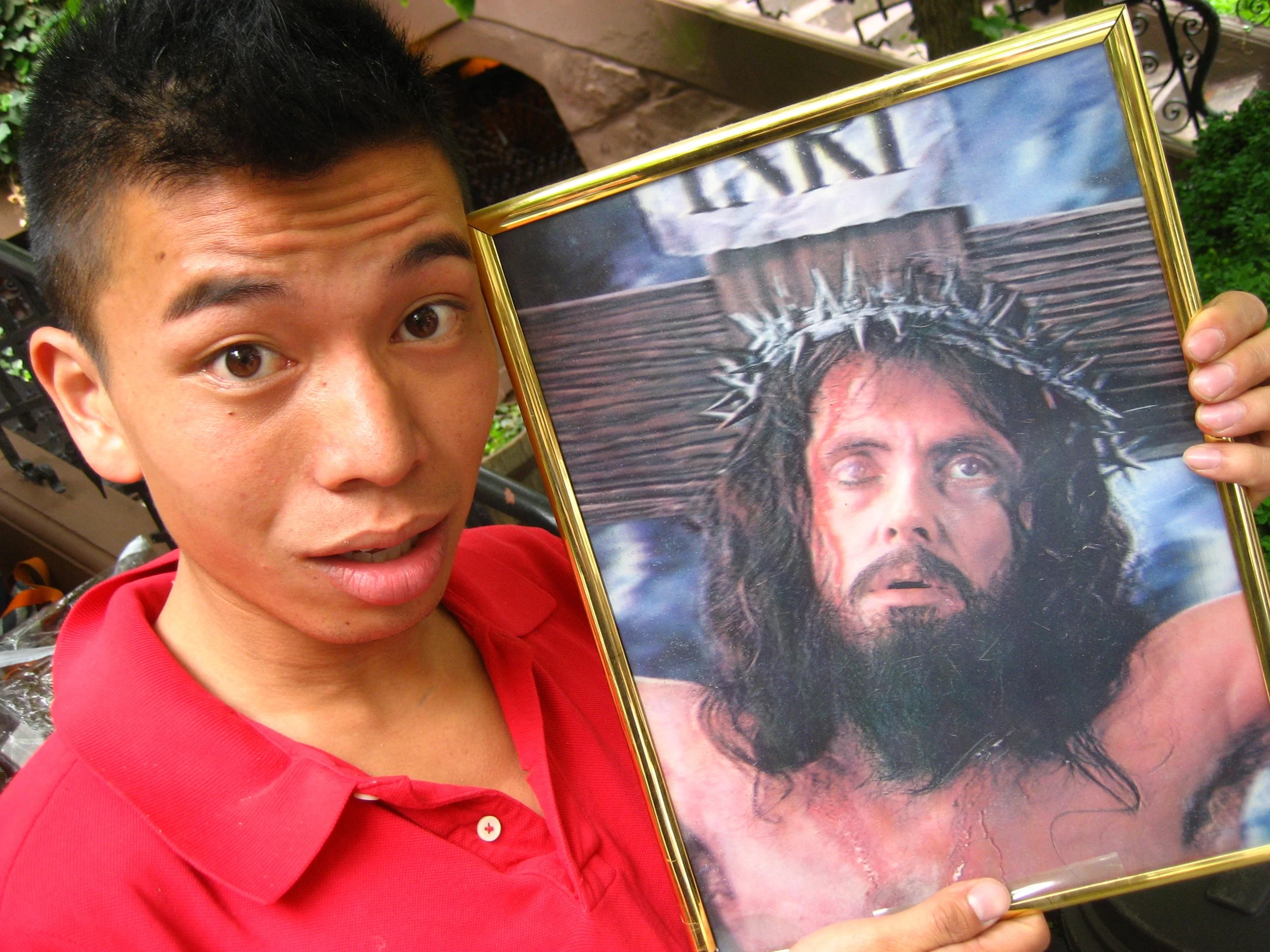 Stoop Sale; Clem & Holographic Jesus.JPG