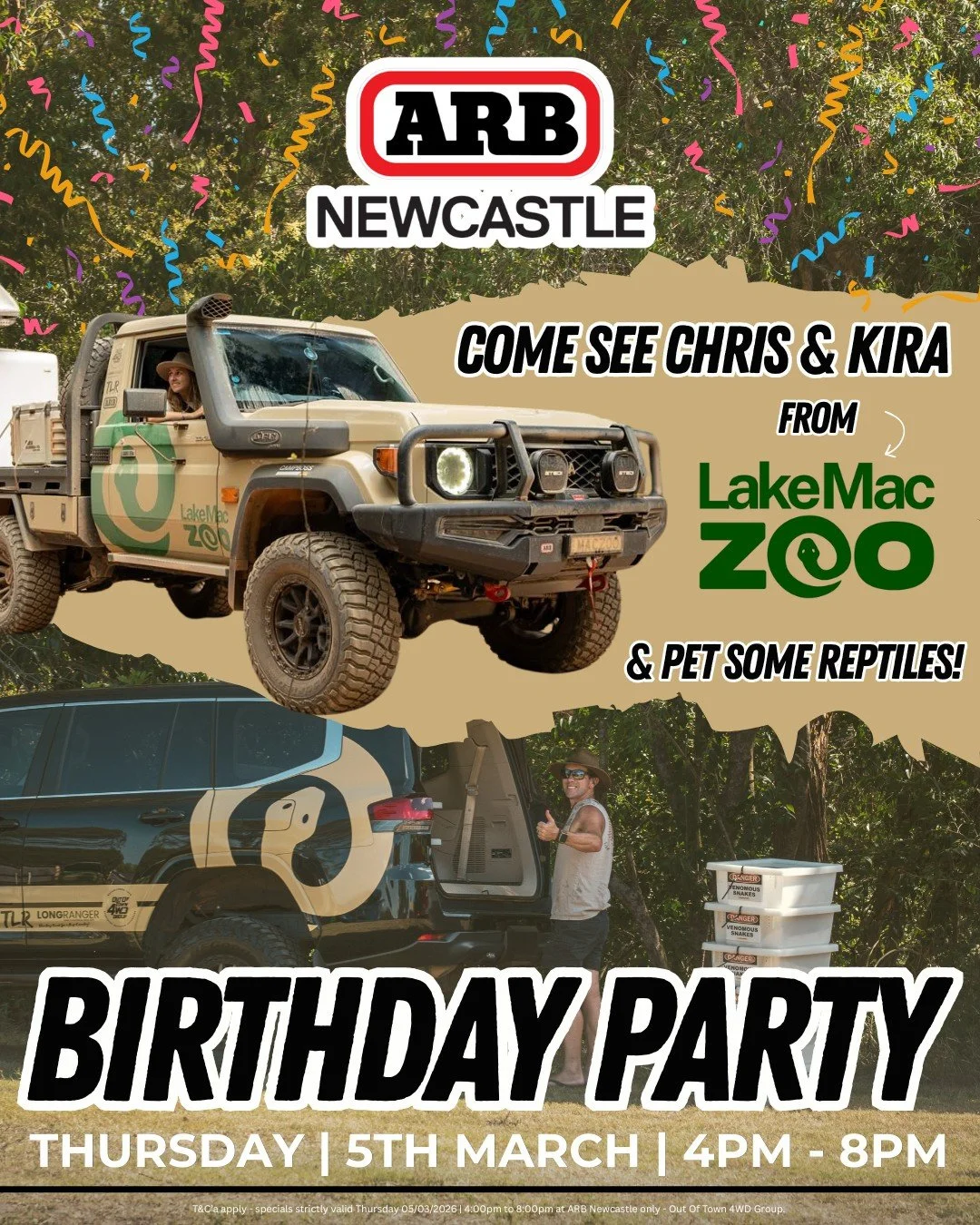YOUR FAMILY IS INVITED TO THE PARTY!

📅 Thursday 5th March
🕓 4pm &ndash; 8pm
📍 ARB Newcastle &ndash; 110 Elizabeth Street, Tighes Hill NSW

We&rsquo;re excited to announce that Chris &amp; Kira from @lakemaczoo  will be in the showroom with an int