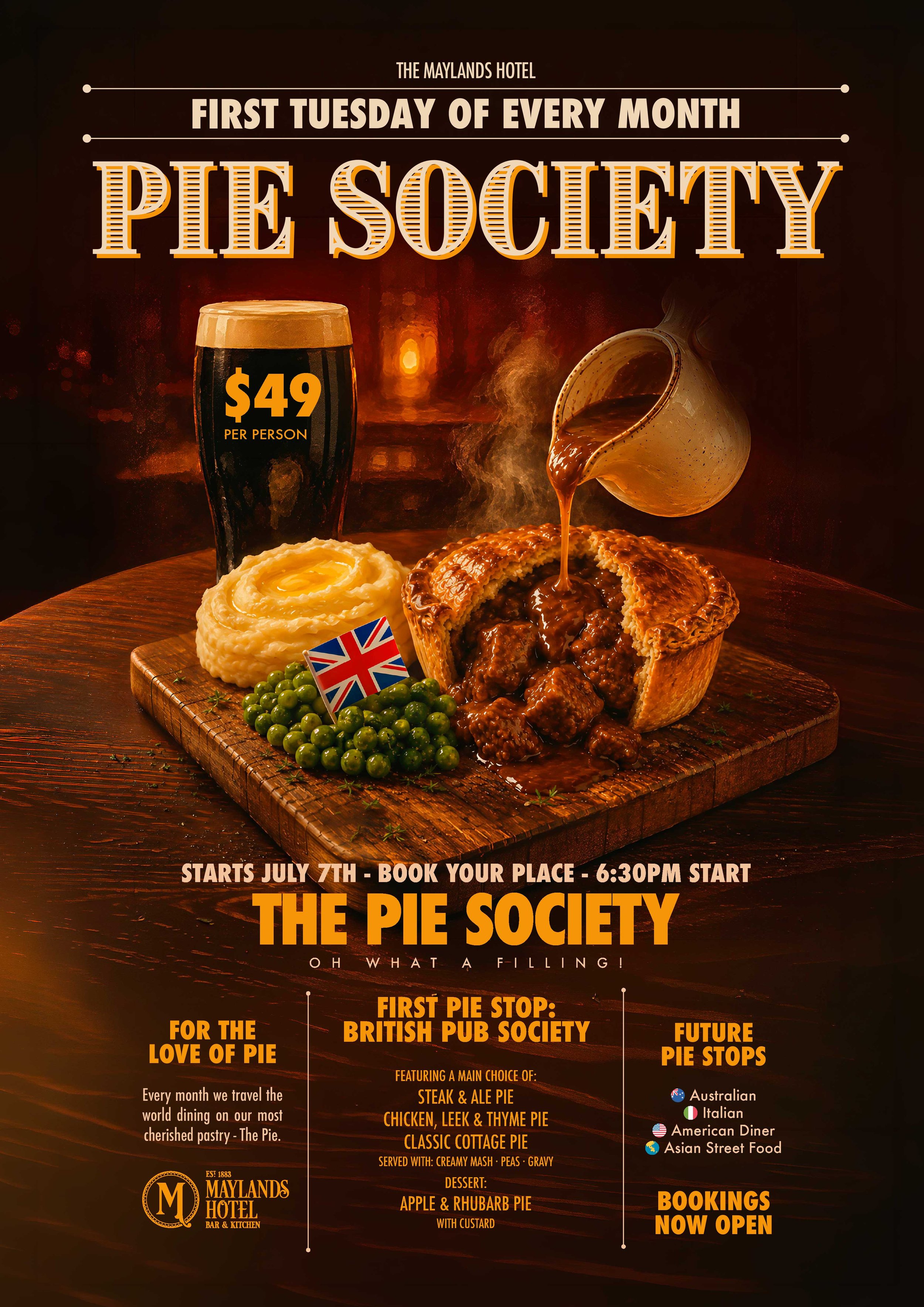 The Pie Society at Maylands Hotel | A New Country Every Month