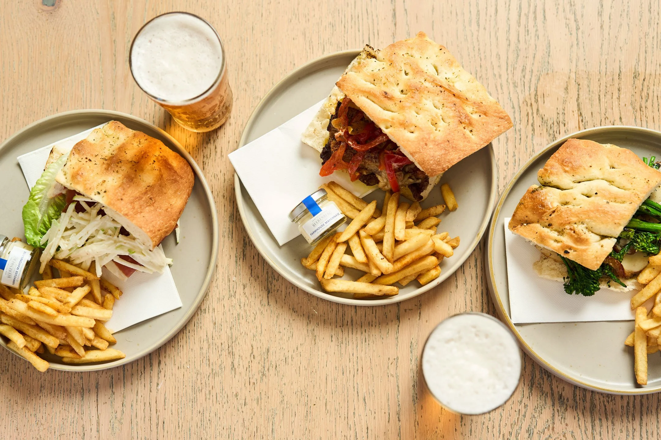 3 focaccia with pint of beer