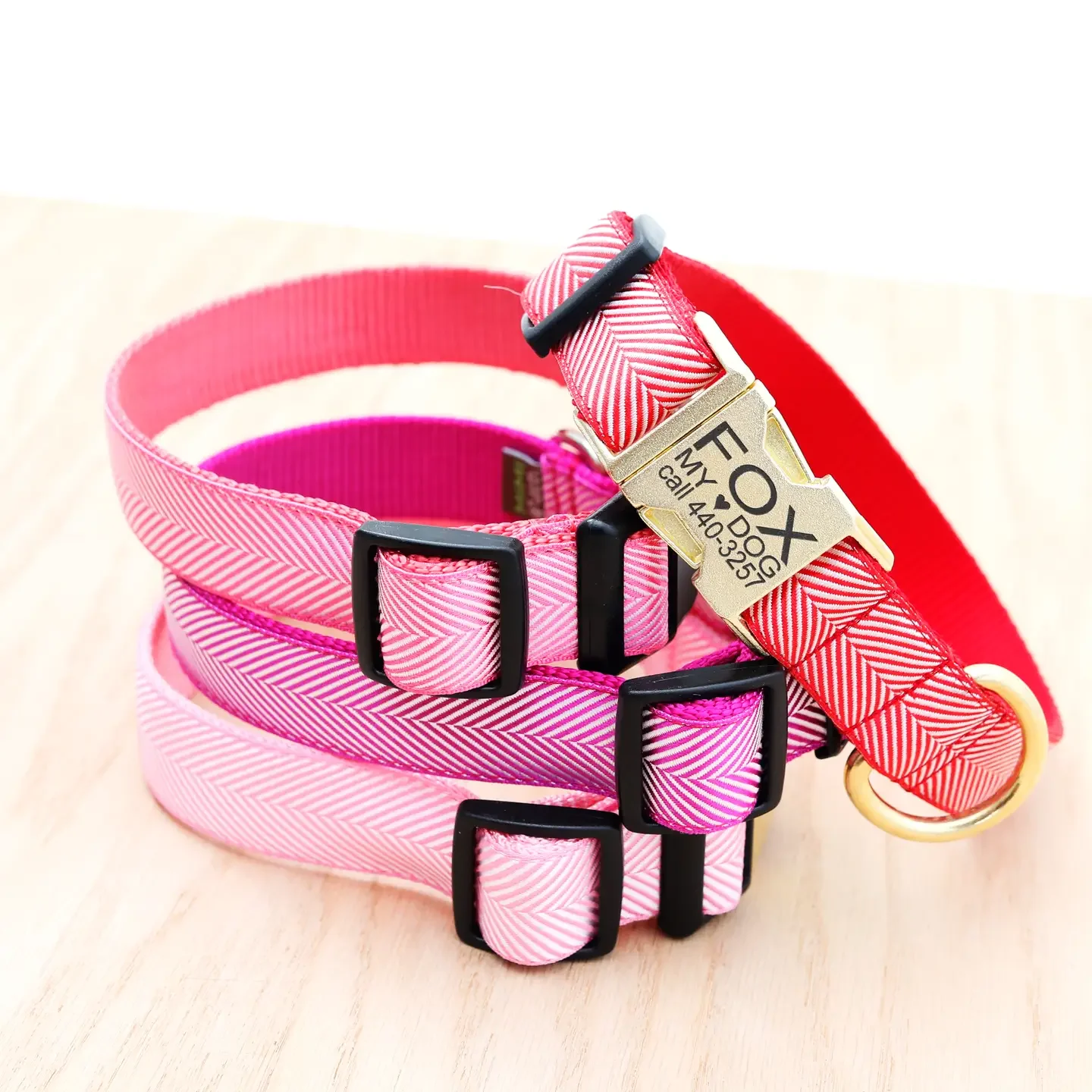 Valentine Dog Collar Red Herringbone