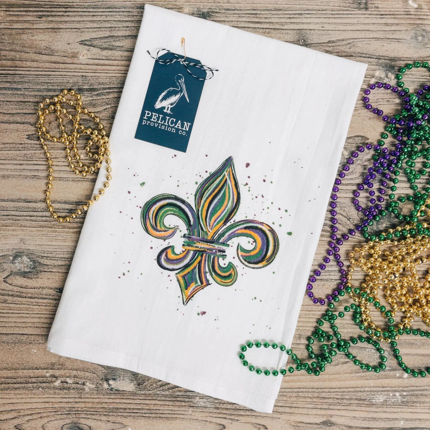 Mardi Gras Fleur De Lis Tea Towel