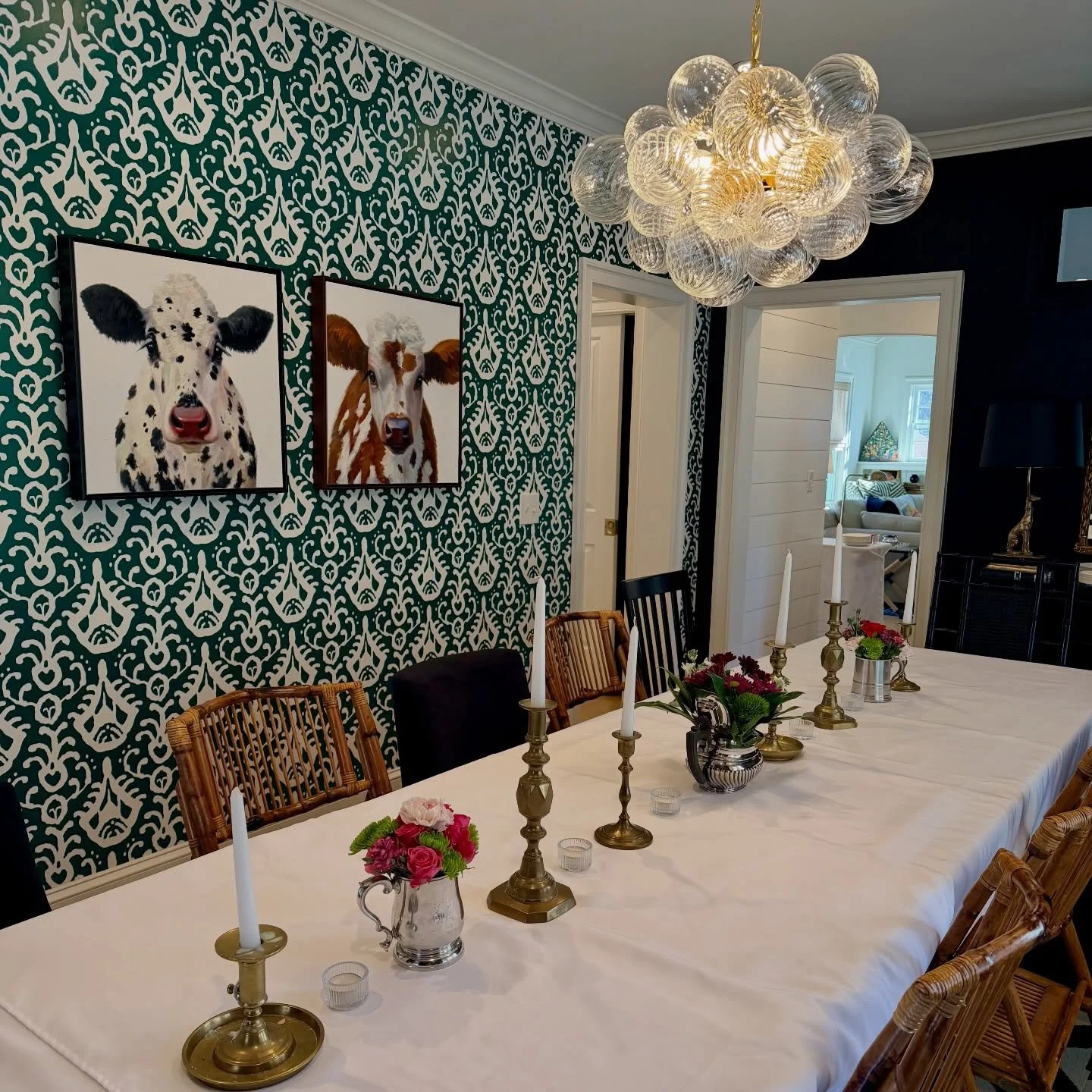 Happy Hosting Day to all those hustling &amp; sweating in workout clothes, nary a burpee in sight. Please enjoy my shiny new chandelier-I may been influenced by my stylish clients ✨