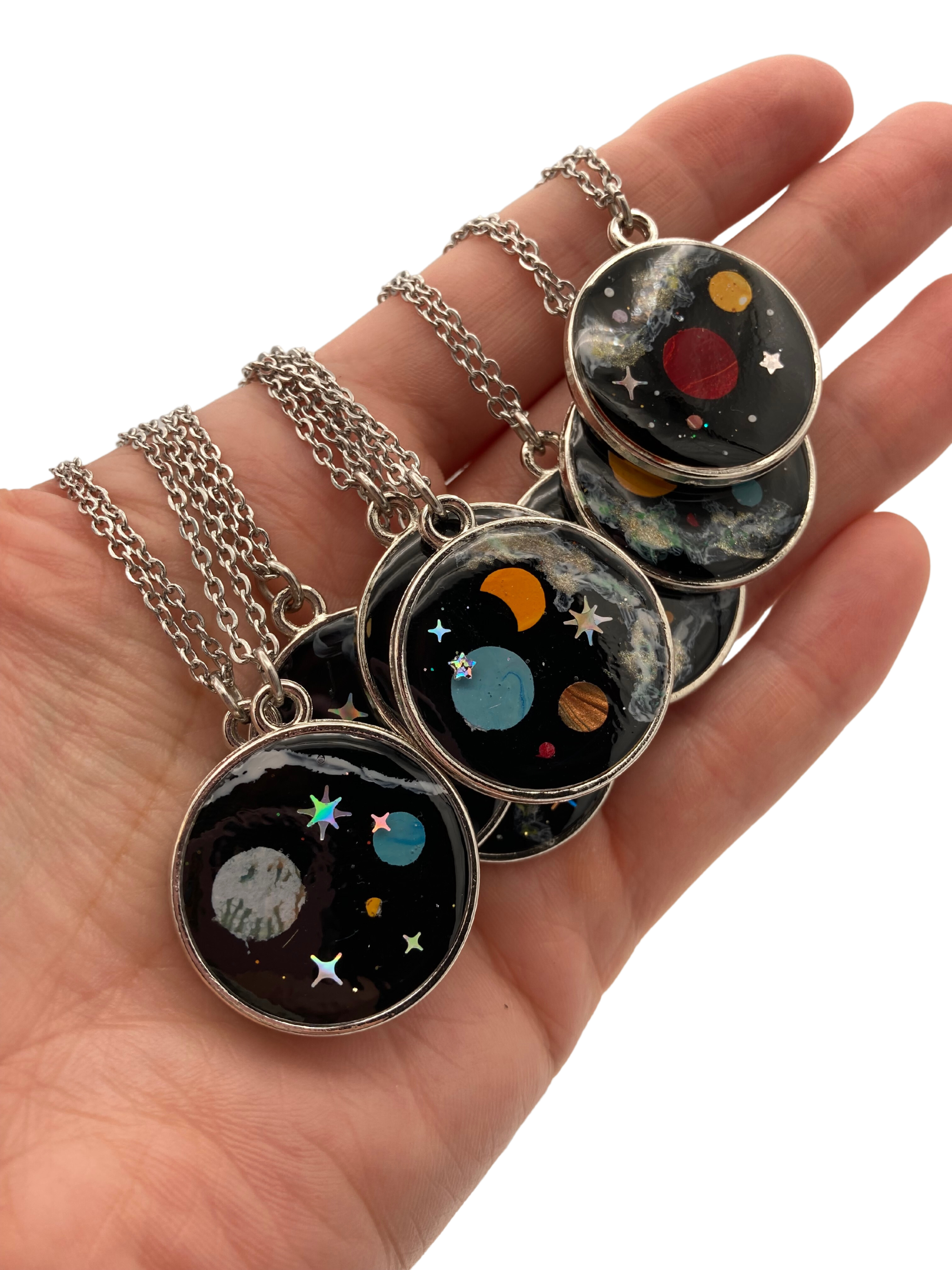 Glow In The Dark Solar System Planet Necklace Galaxy Nebula Luminous Pendant  Moon Earth Sun Double Side Glass Ball Necklace - AliExpress