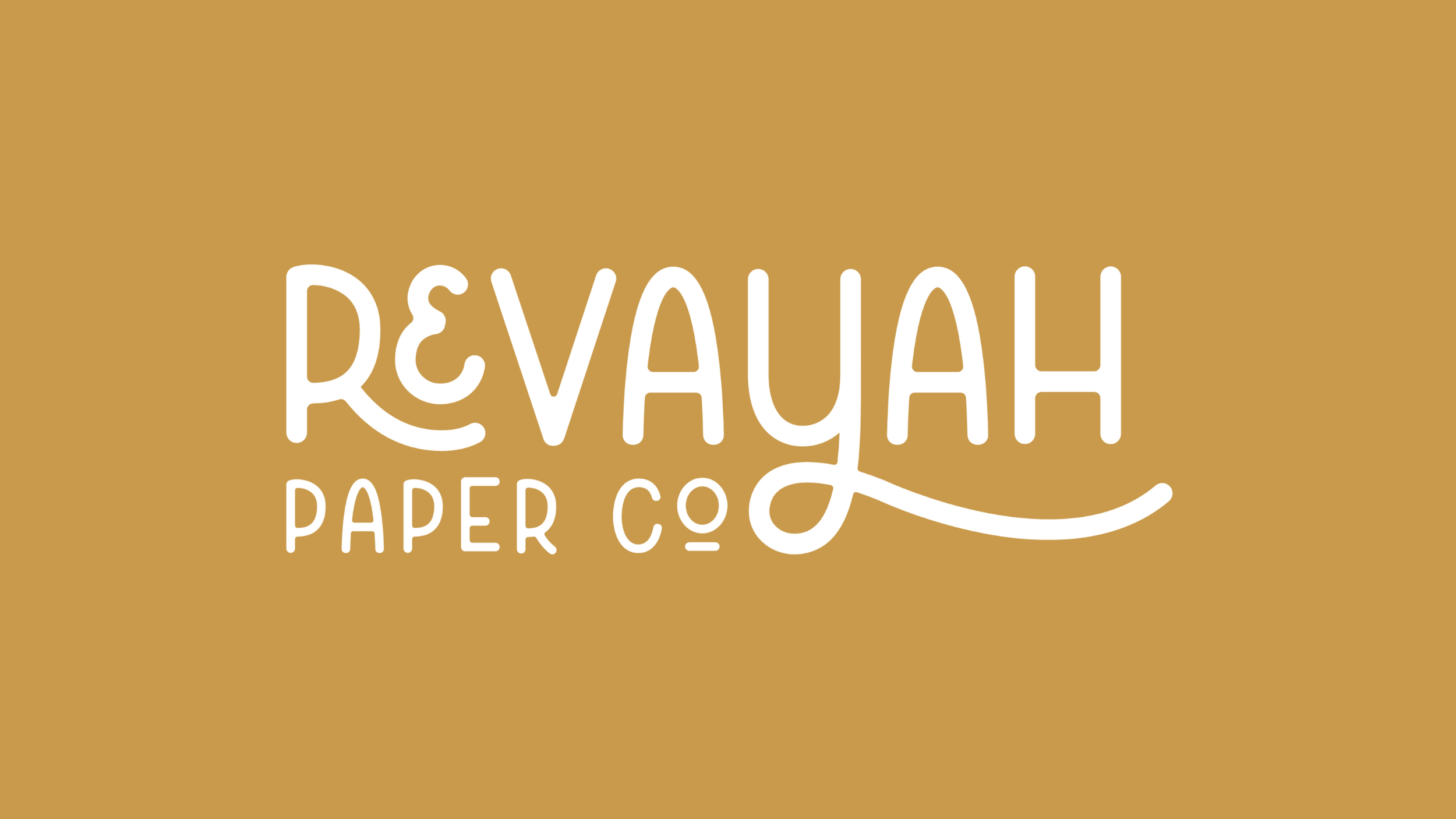 Re-vaugh Paper Co logo in white text on a brown background.