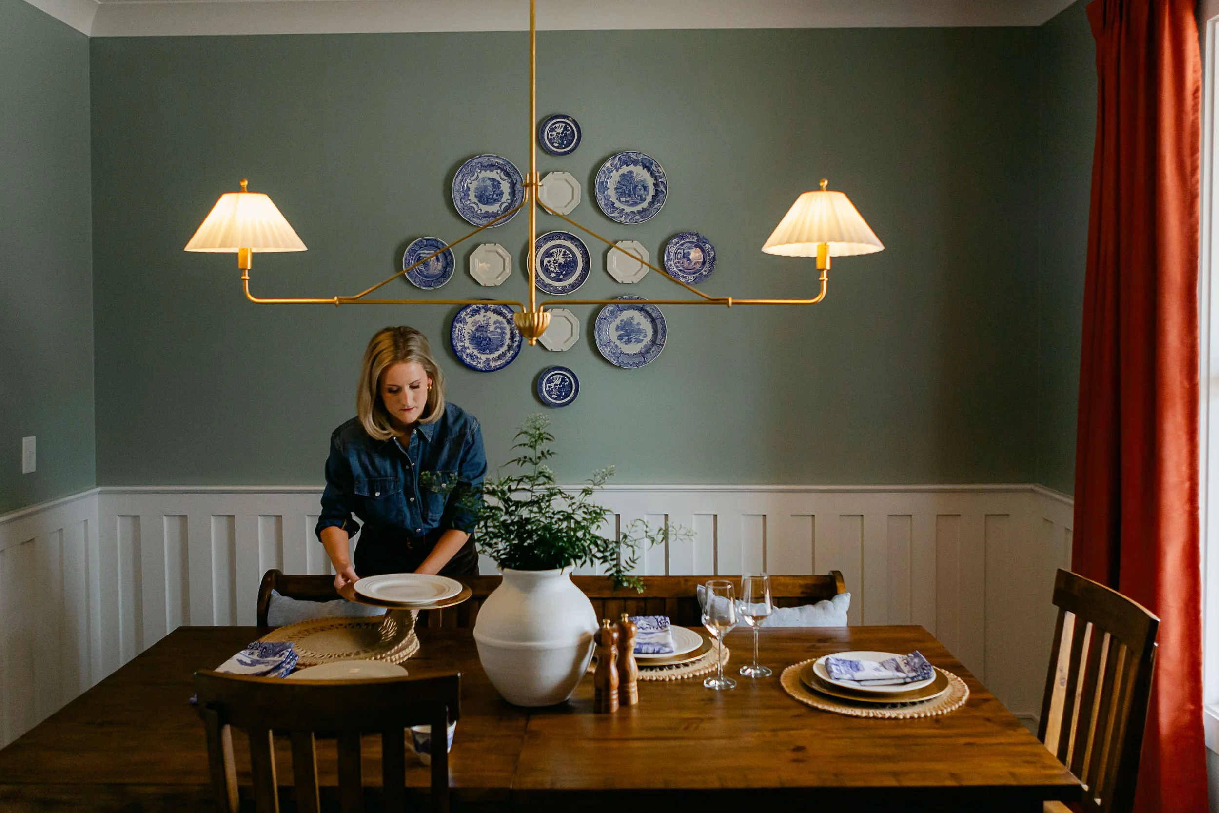 Dining table styling by Emily Rebecca Design in Greenville, SC featuring warm textures and thoughtful details.