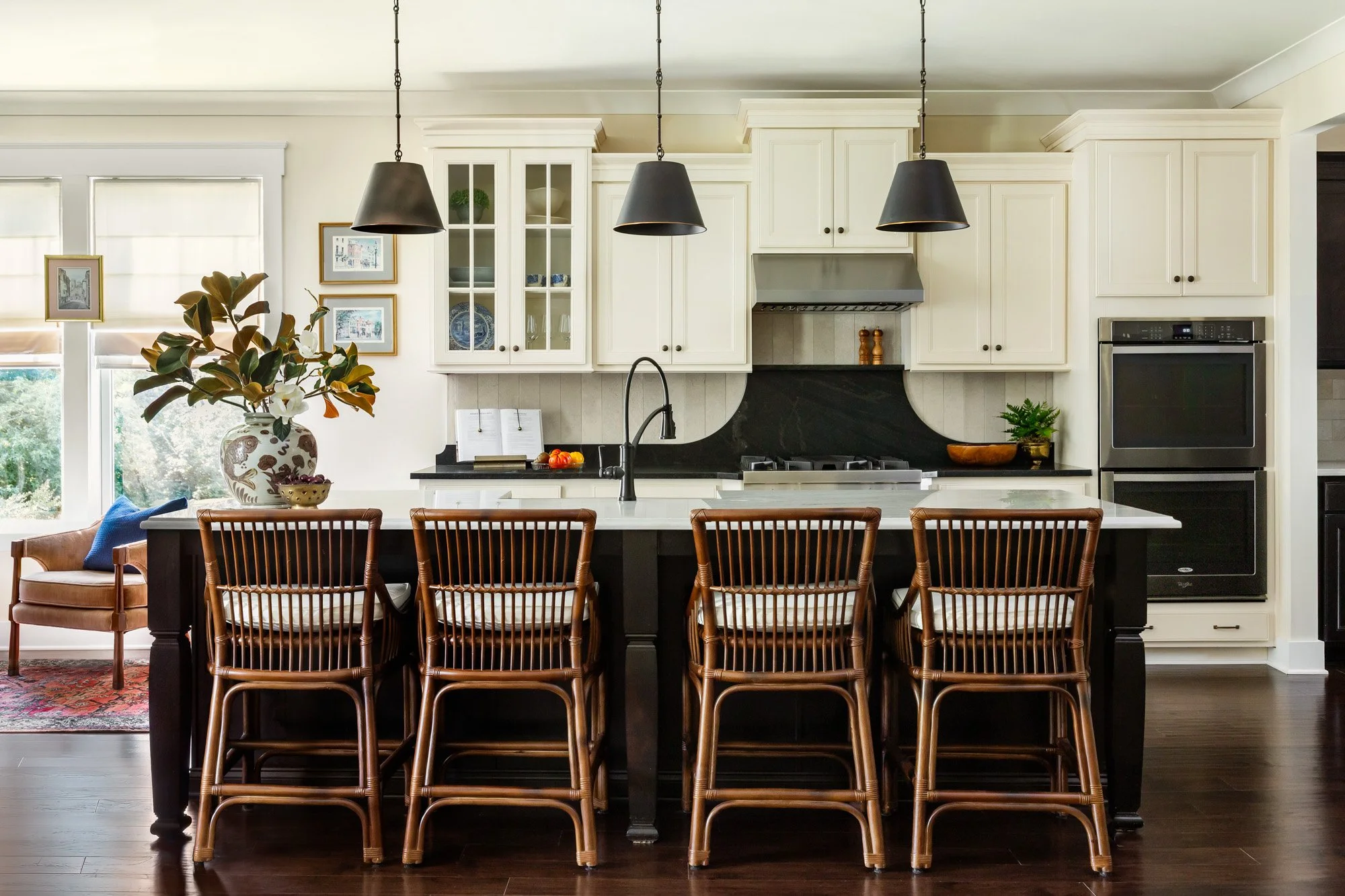 Kitchen interior by Emily Rebecca Design in Greenville, SC with layered textures and functional design.