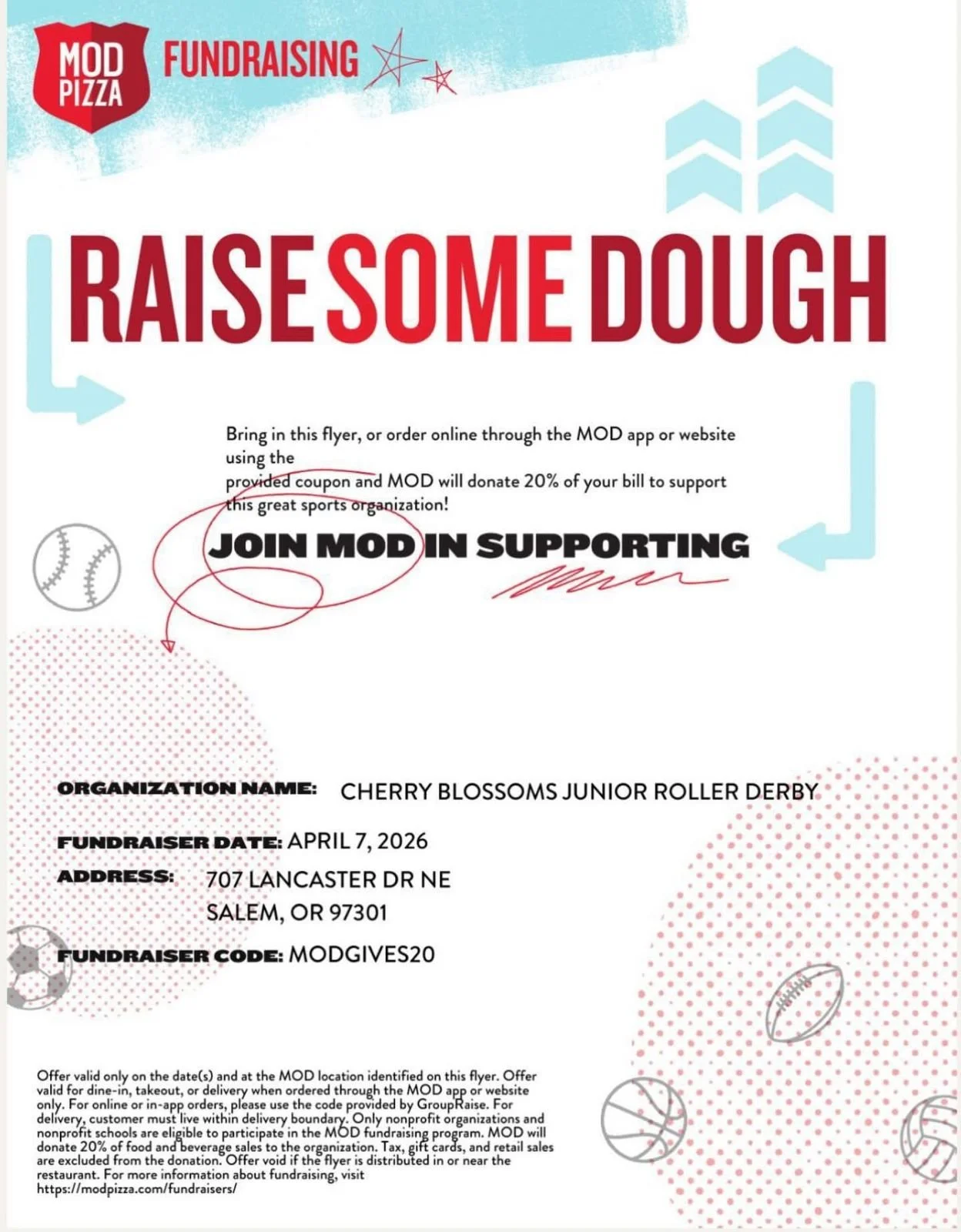 Blossoms Mod Pizza Fundraiser