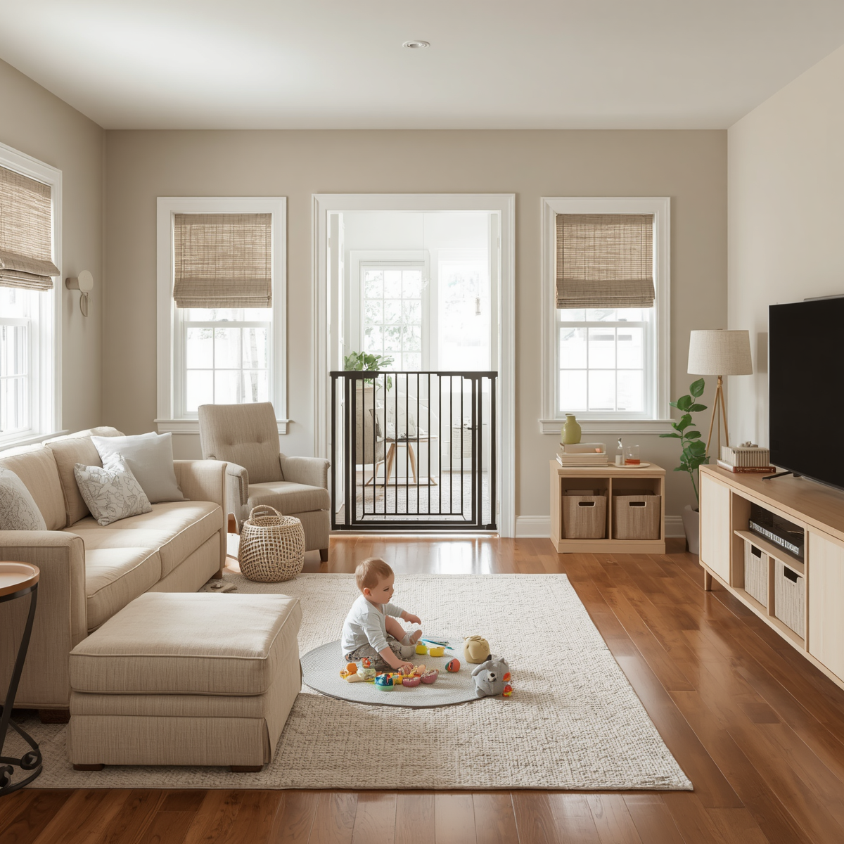 Safe living room designed for young children.