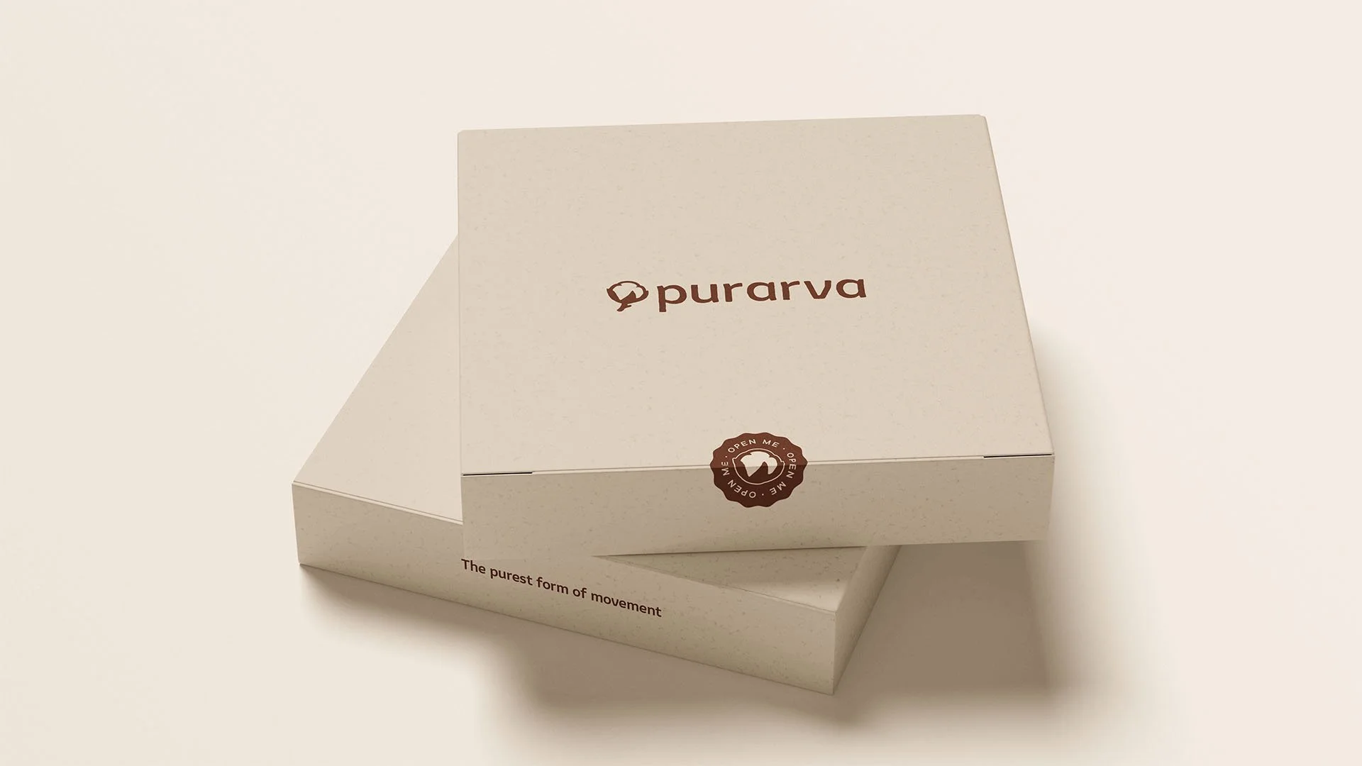 Cream-colored boxes with the brand name 'Purarva' and a logo, stacked against a light background.