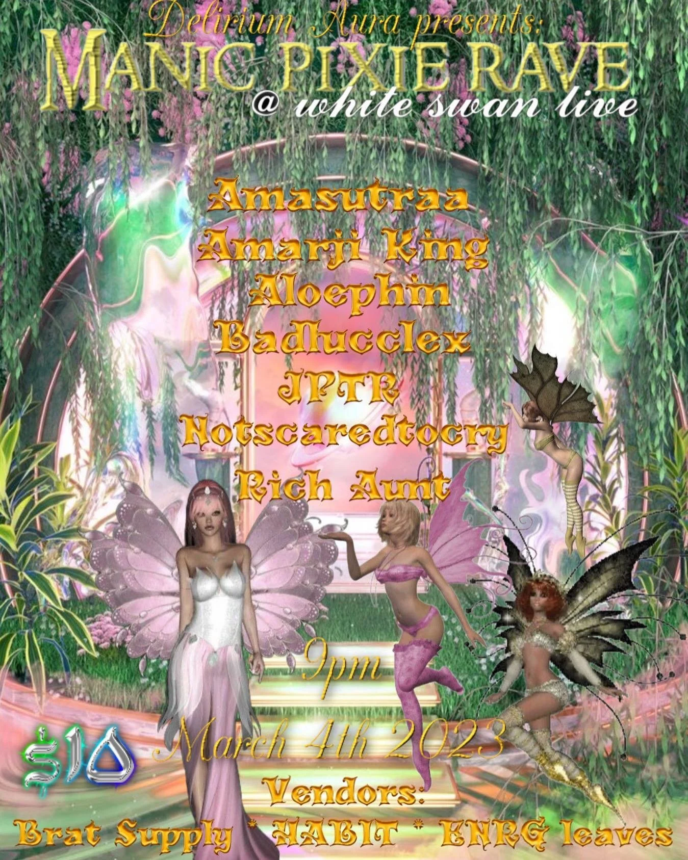 Houston March 4th 9pm ! 
Manic pixie rave @ white swan live <3 

We r so excited 2 travel from New Orleans 2 houston 2 give you guys a taste of some of the rave scene we are trying to build up ! 

⭐️⭐️ALL FEMME/ THEM LINEUP &amp; VENDORS⭐️⭐️