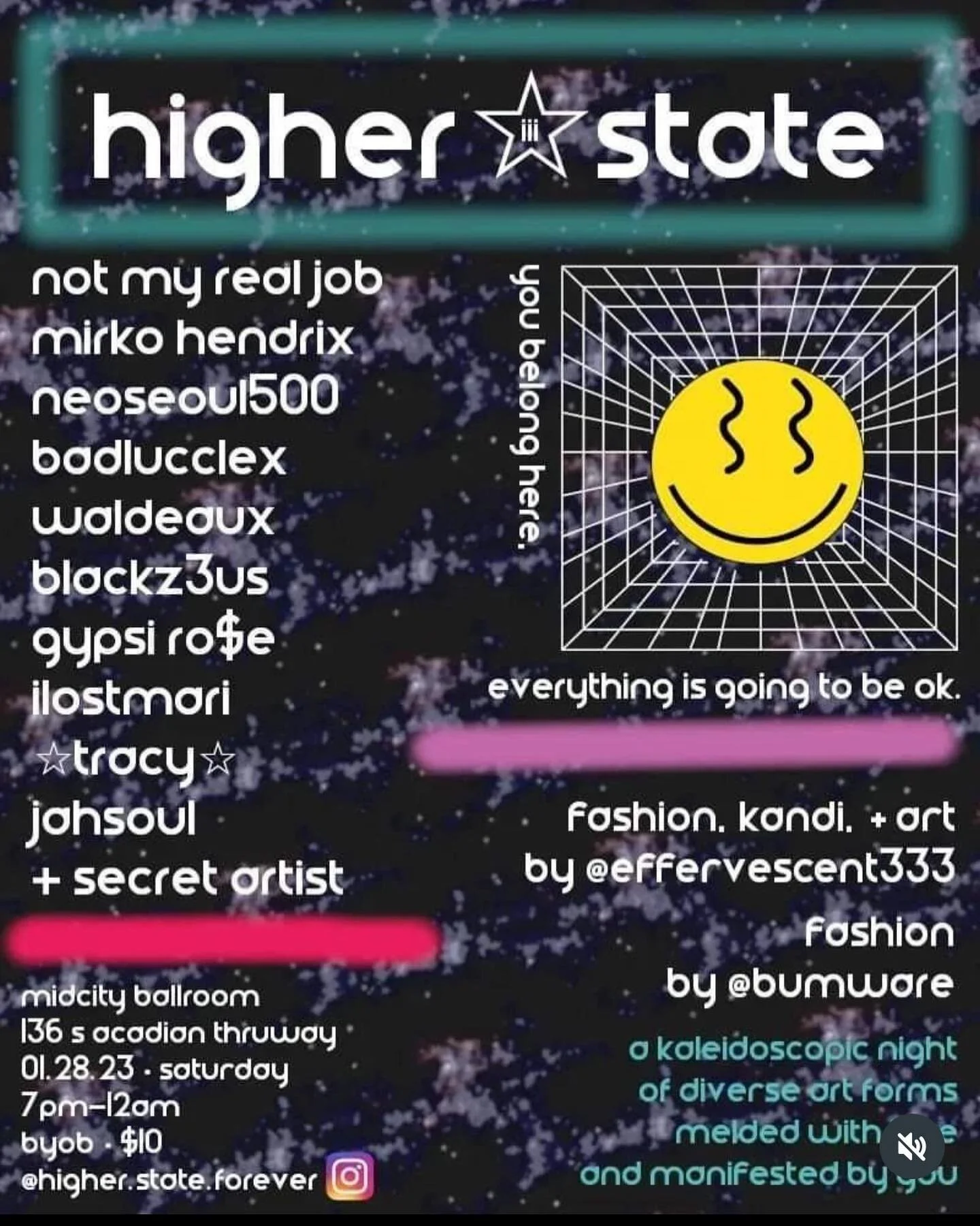 @badlucclexx playing in Baton Rouge, LA (1-28-23)
@higher.state.forever // @liltracyvert666