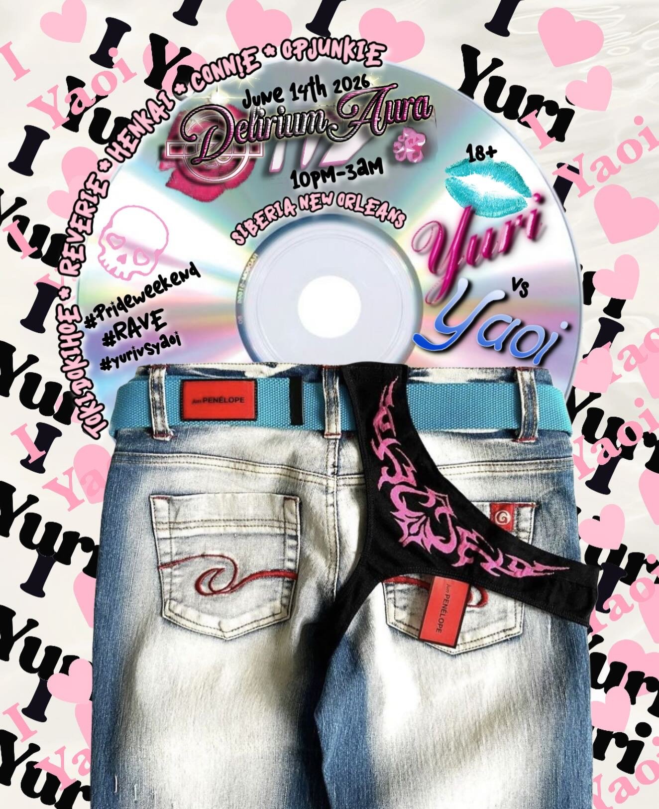 Hello babies, we r officially back just in time for summer!! We are Ending pride weekend with a Sunday night rave YURI vs YAOI 🤤

W/ the most talented djs @7eremony @henkai.mp3 @opjunkie @toki.doki.hoe w/ special guest @nvmconnie !!

This is a 18+ L