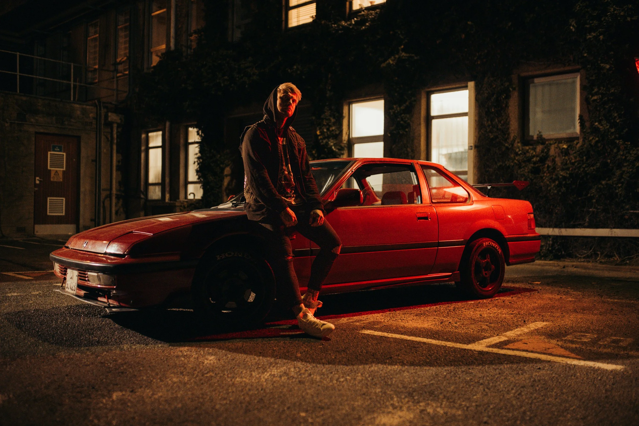 Cinematic portrait of male model with a Honda Prelude for Wredekloof in Cape Town, South Africa by photographer Vanartist