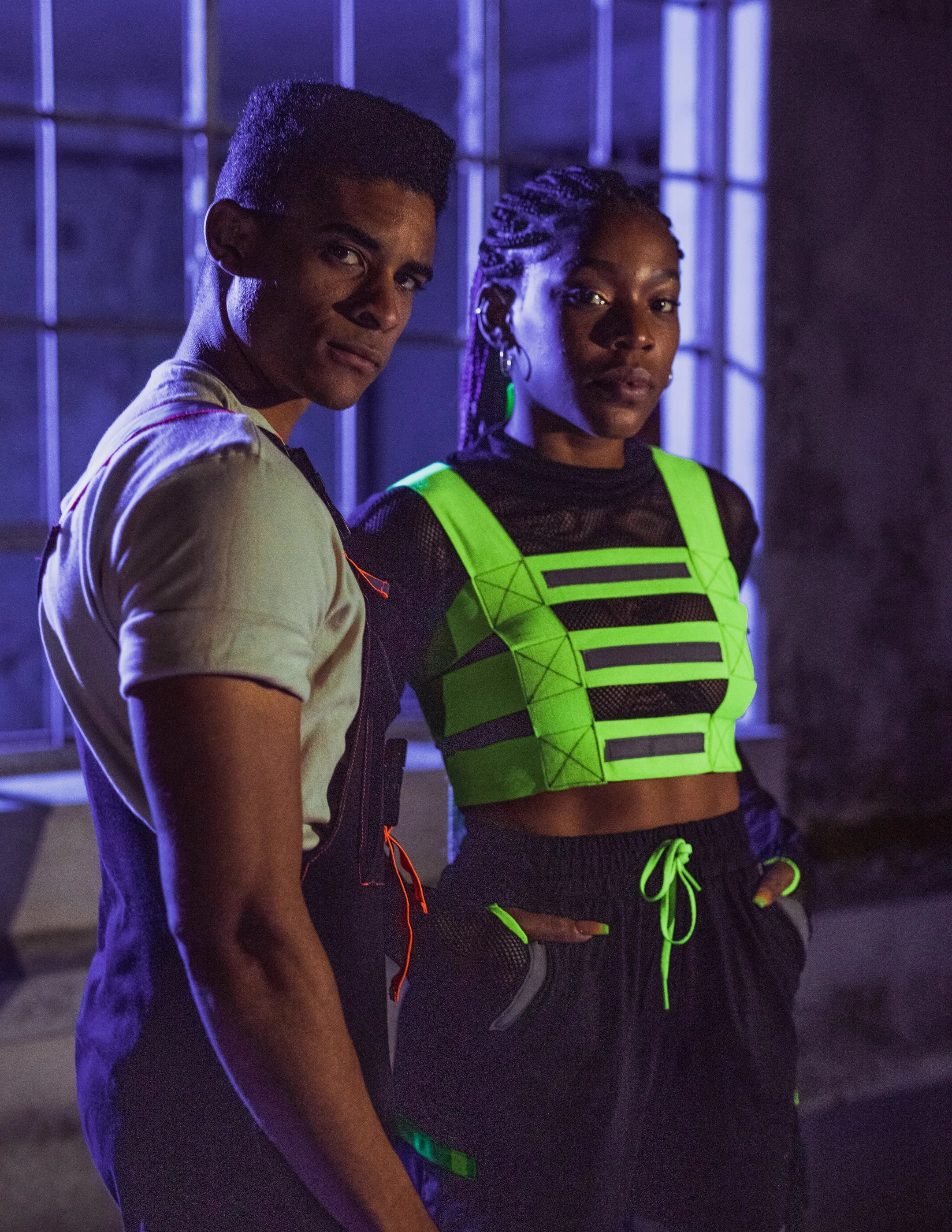 Cinematic photography of two models wearing overalls in Cape Town, South Africa by photographer Vanartist