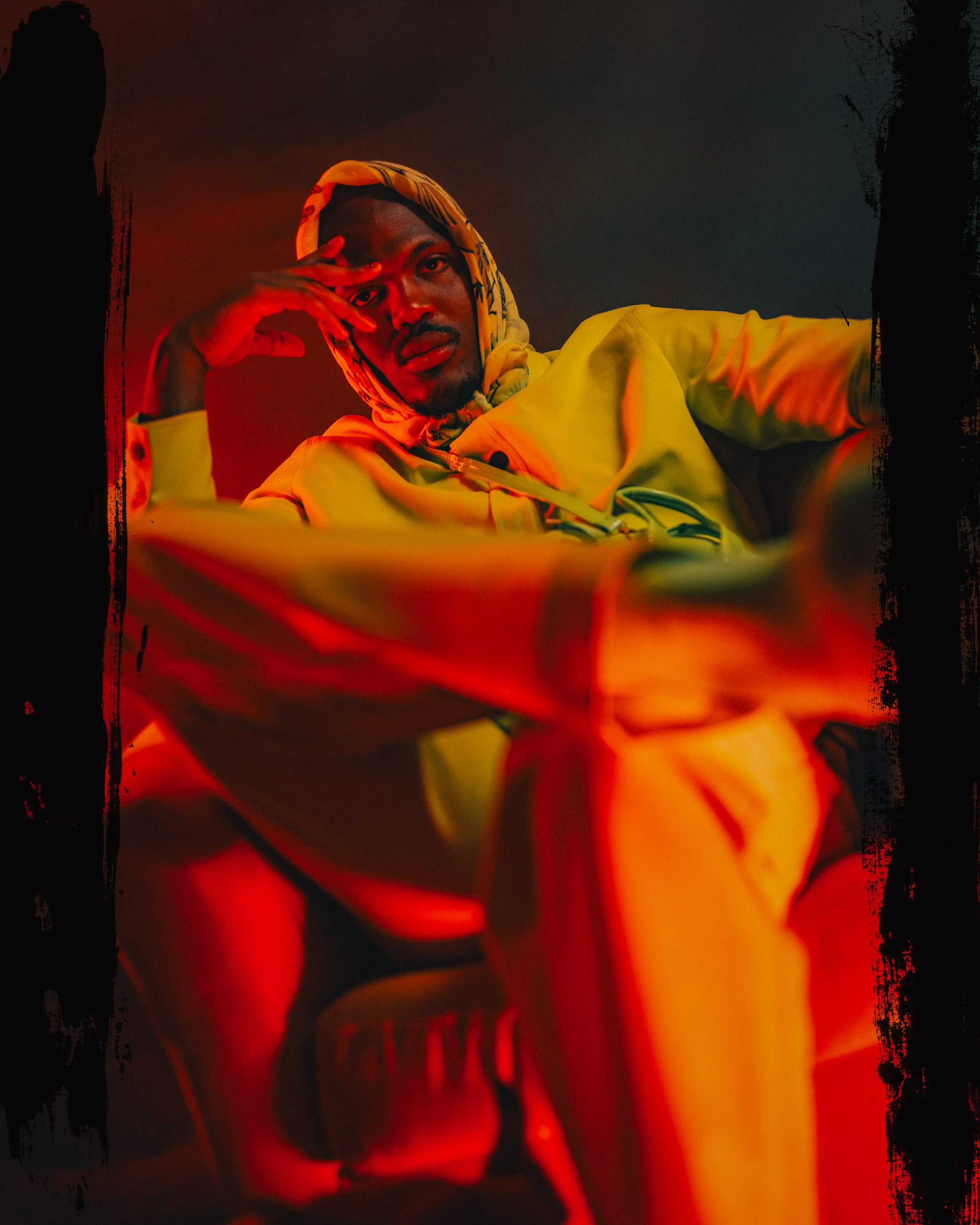 Fashion photography of Hacjivah Dayimani wearing a yellow jacket in Cape Town, South Africa by photographer Vanartist