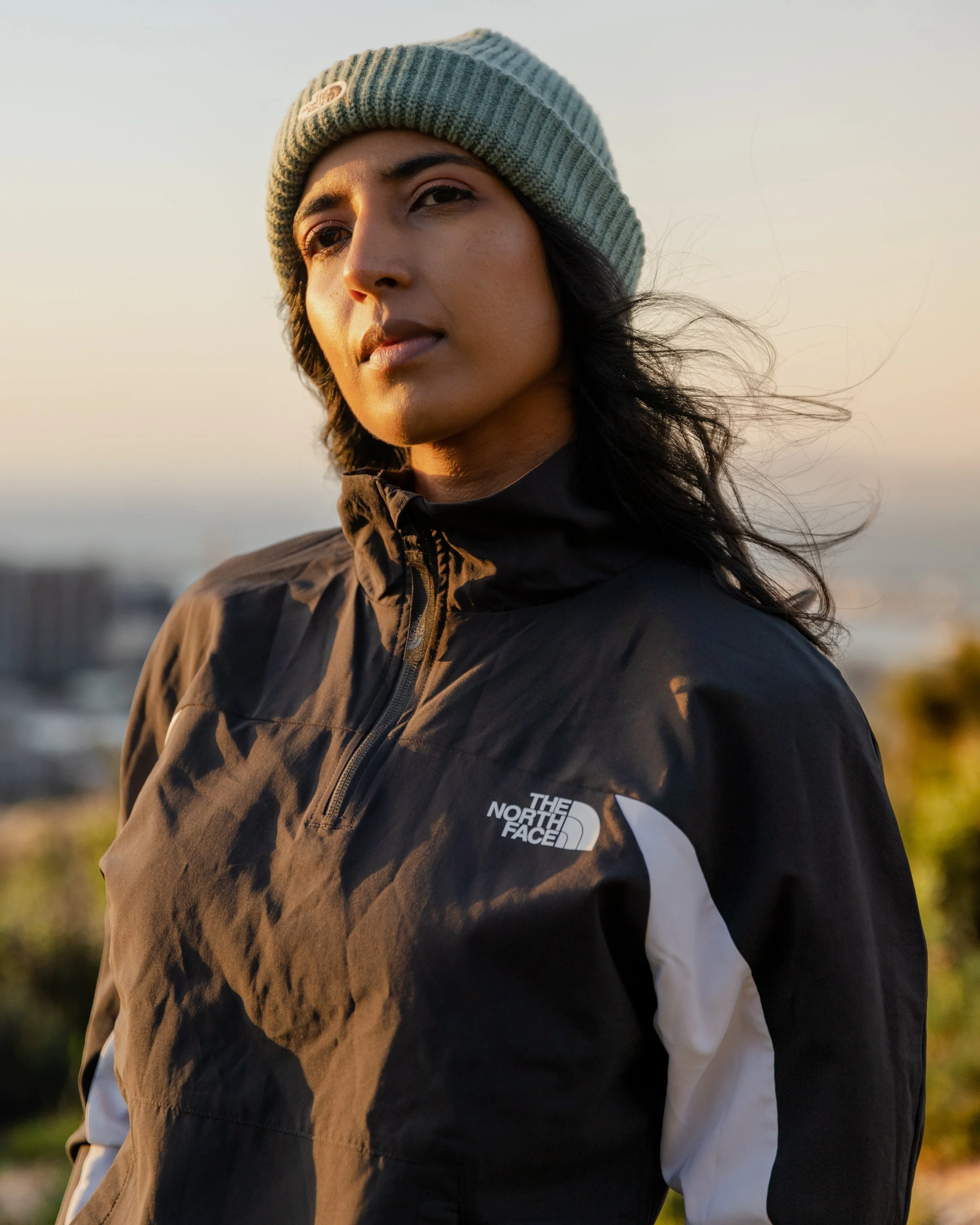 Lifestyle photography for The North Face of a beautiful female model in Cape Town, South Africa by photographer Vanartist