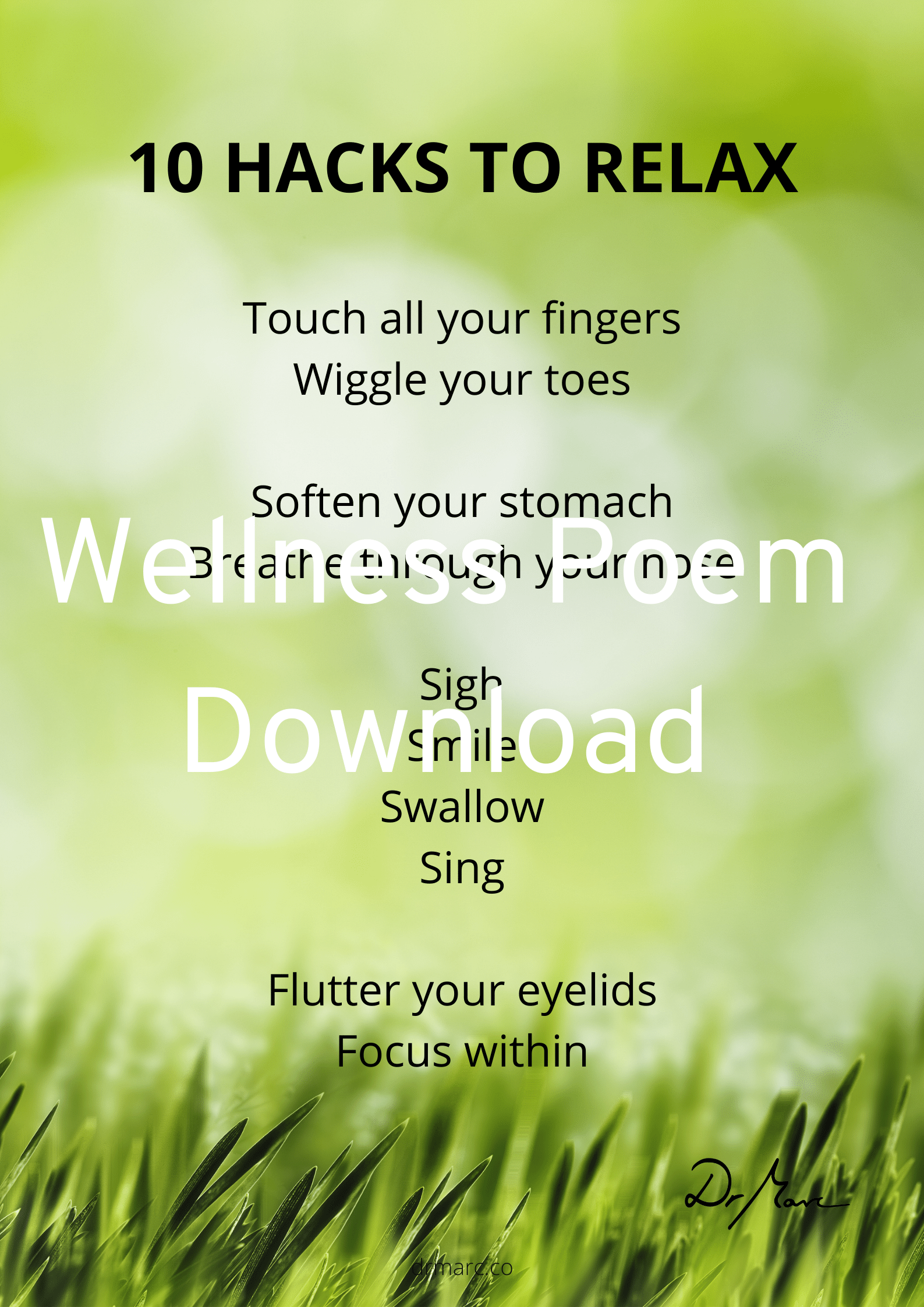 10 Hacks To Relax Poem Poster Download — Dr Marc