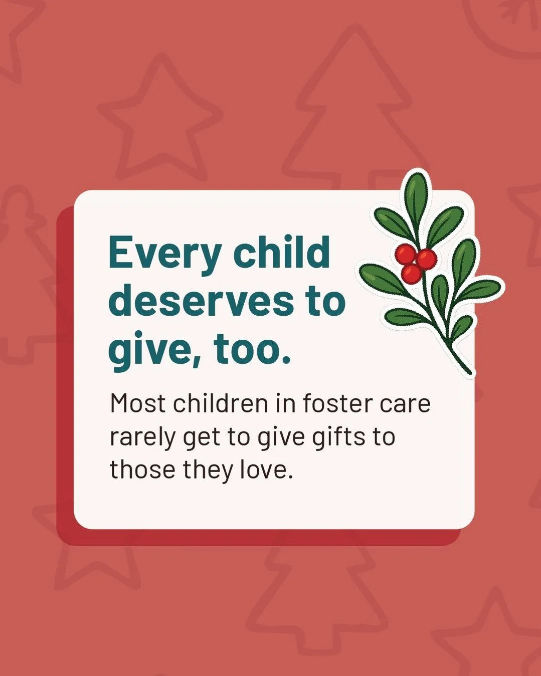 &ldquo;Every child deserves the chance to give.&rdquo;

At our annual Christmas General Store, children impacted by foster care get to choose, wrap, and gift presents to the people they love most. It&rsquo;s a rare moment of dignity, joy, and generos