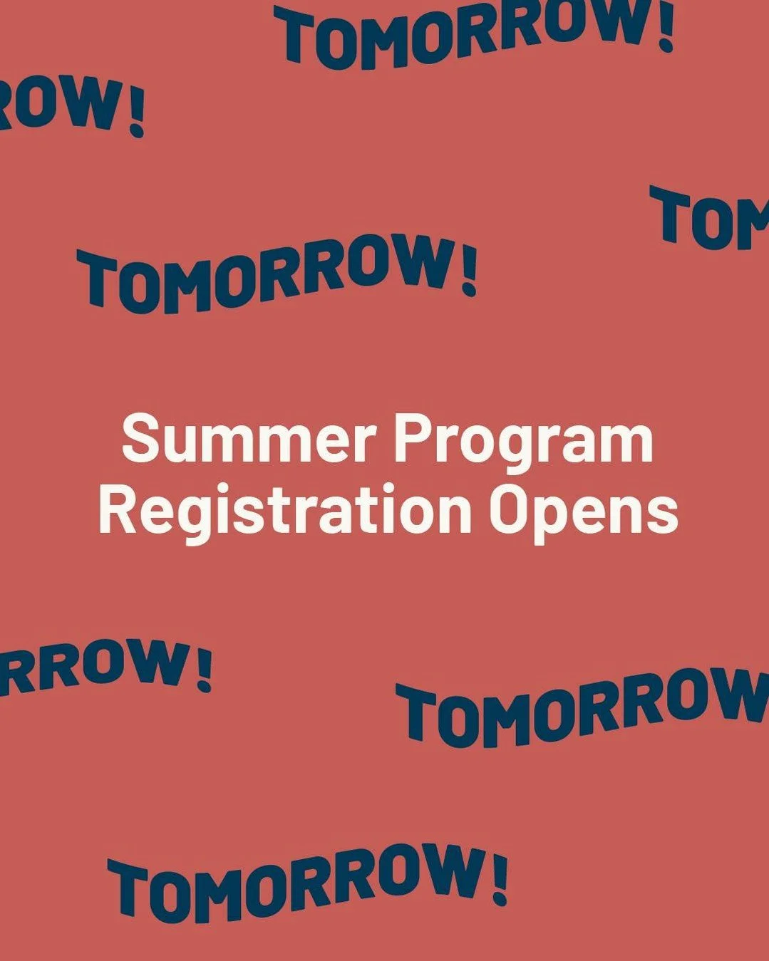 Tomorrow&rsquo;s the day! 

Program registration opens March 1, and spots fill quickly. Our programs are intentionally small so every child receives individualized care, connection, and support.

Set your reminder, bookmark the page, and get ready&md