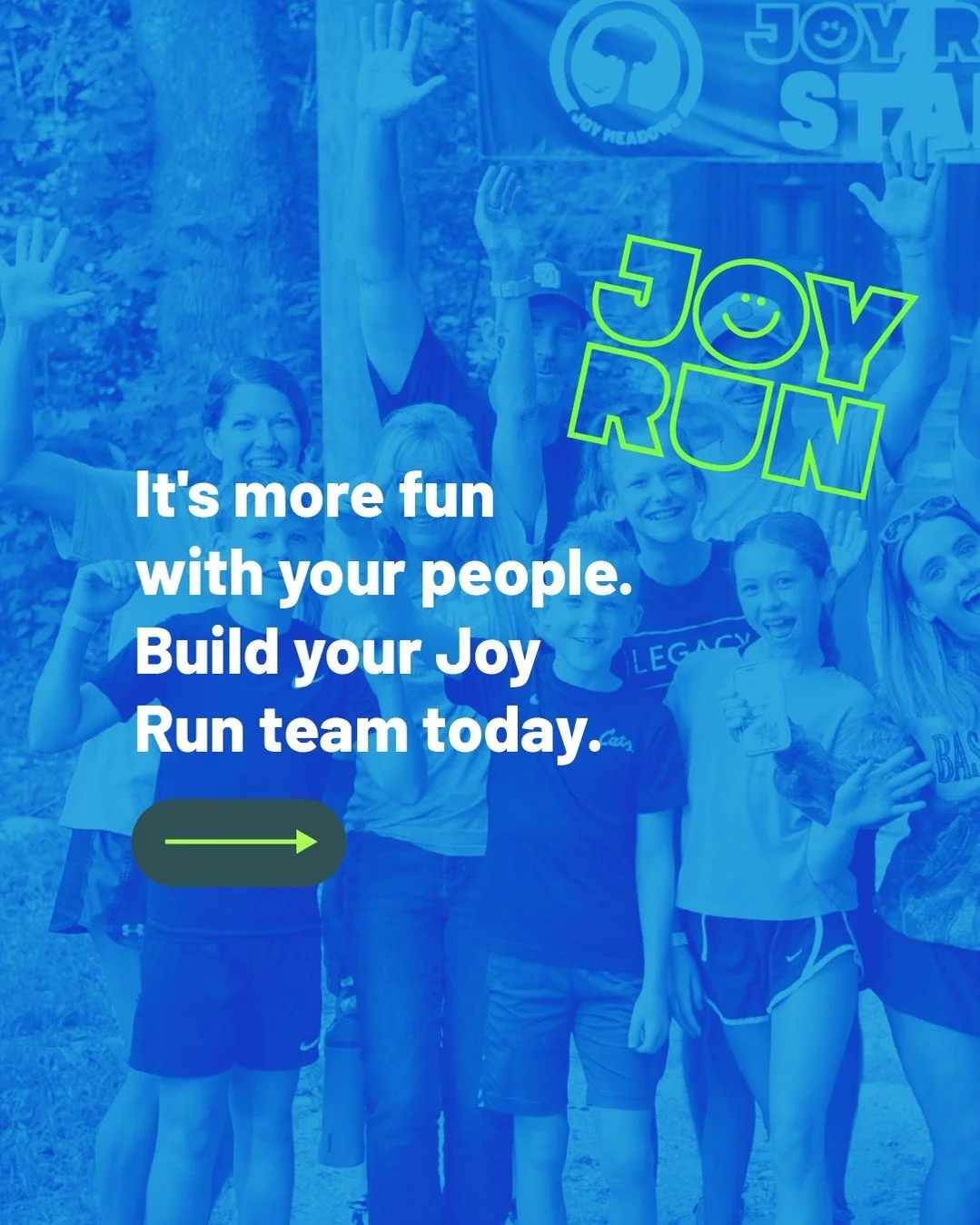 🏃 Want to run (or walk!) in the Joy Run? Here's how to get your team together!

It only takes a few minutes to create a team:
1. Visit the Joy Run registration page
2. Click Register &rarr; Create a Team
3. Name your team and set a goal
4. Share you