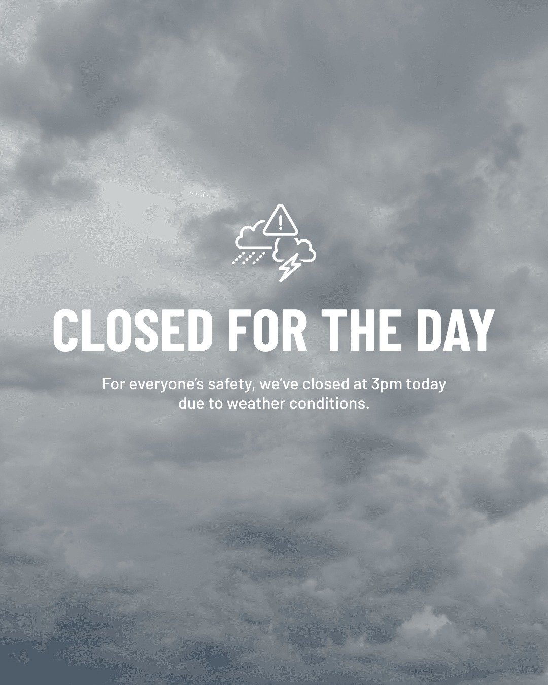 Joy Meadows will close early today (April 17) for the safety of families and staff due to the impending severe weather. Please stay safe!