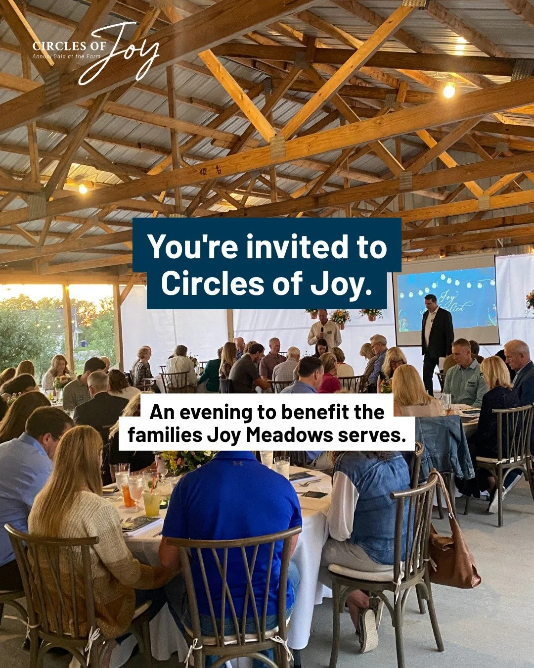 This isn't a gala where you sit and watch a slideshow.

At Circles of Joy, you'll walk our farm, see the art gallery from kids who've lived what we're raising funds for, and sit down to a dinner that funds another year of the programs holding them st