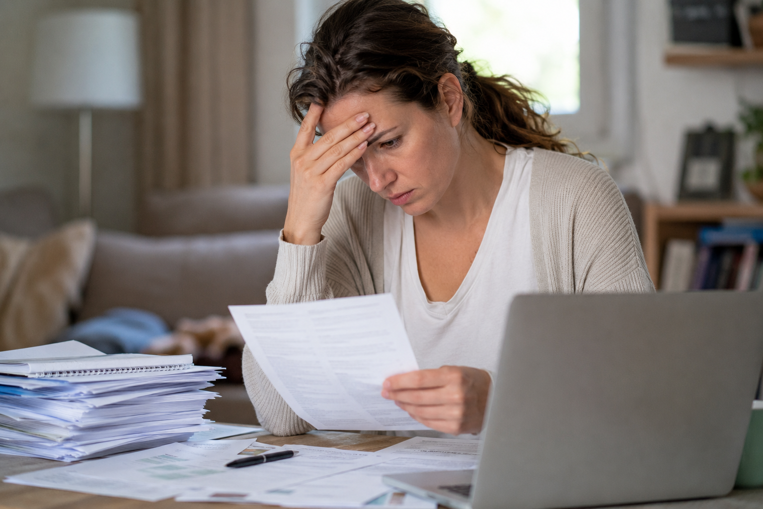 Claude responded: A foster parent reviews case documents at home, looking overwhelmed by paperworkA foster parent reviews case documents at home, looking overwhelmed by paperwork