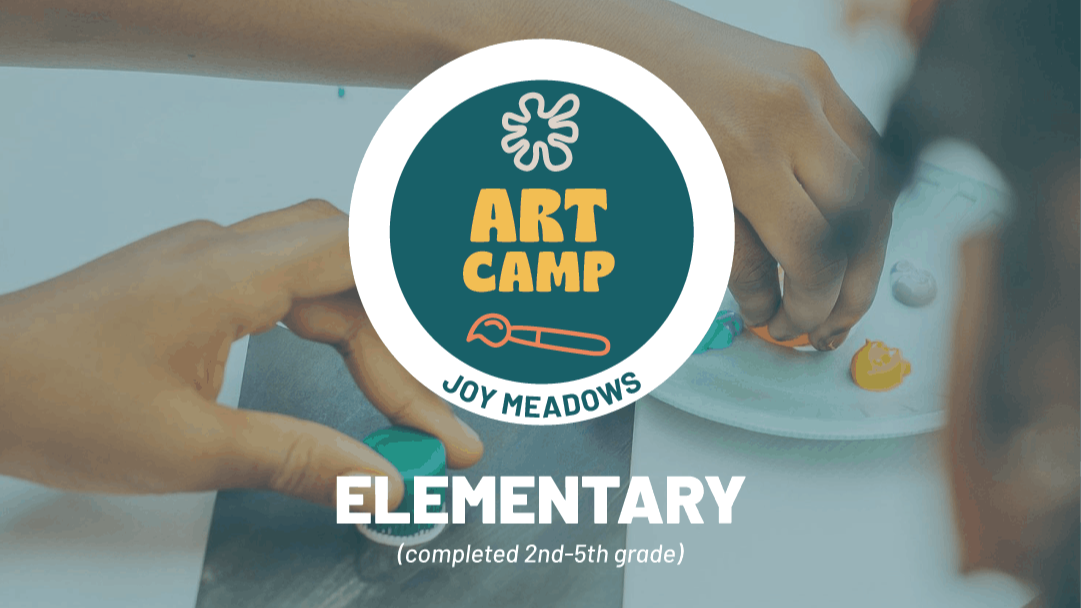 Elementary-aged children in foster care near Kansas City creating art during an art camp at Joy Meadows
