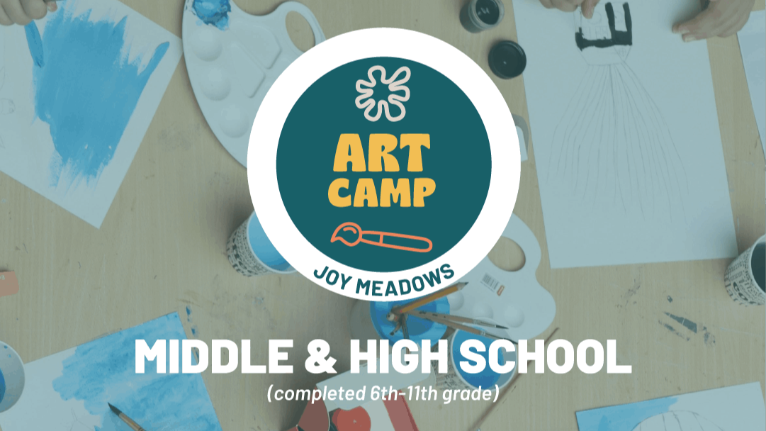 Middle and high school children in foster care in Kansas City creating art in a studio and outdoor campus setting at Joy Meadows