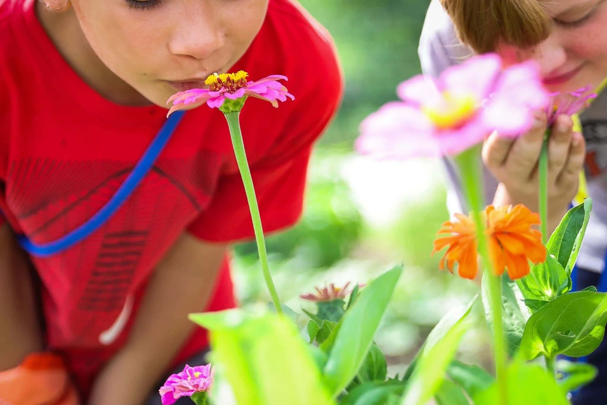 Supported kids enjoy time in nature at Joy Meadows Outside Adventure Camp.